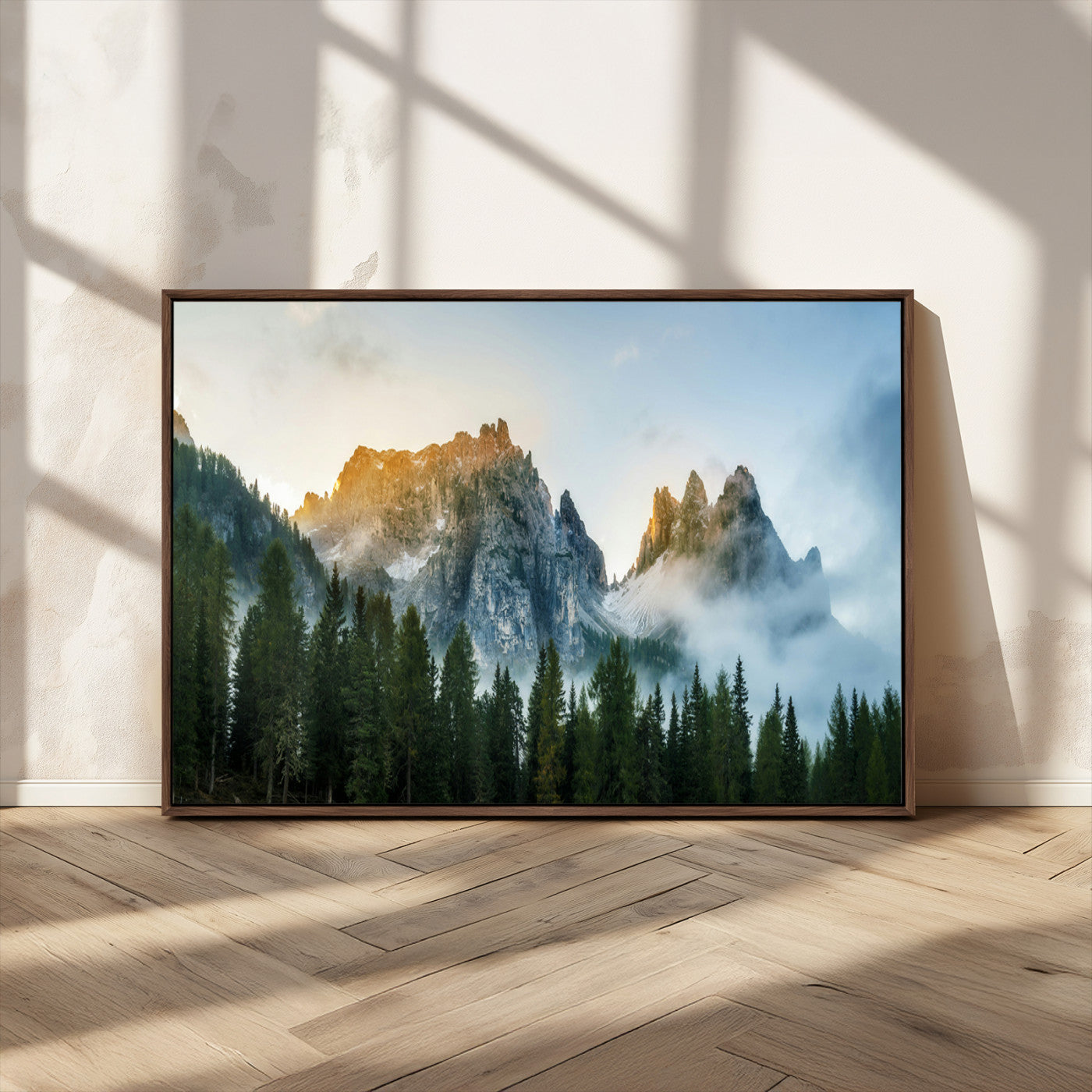 21145440-MGV-CV-36X24-Wilderness Wall Art Canvas Print – Misty Forest Nature Landscape Photography Rustic Scenic Artwork for Home, Office