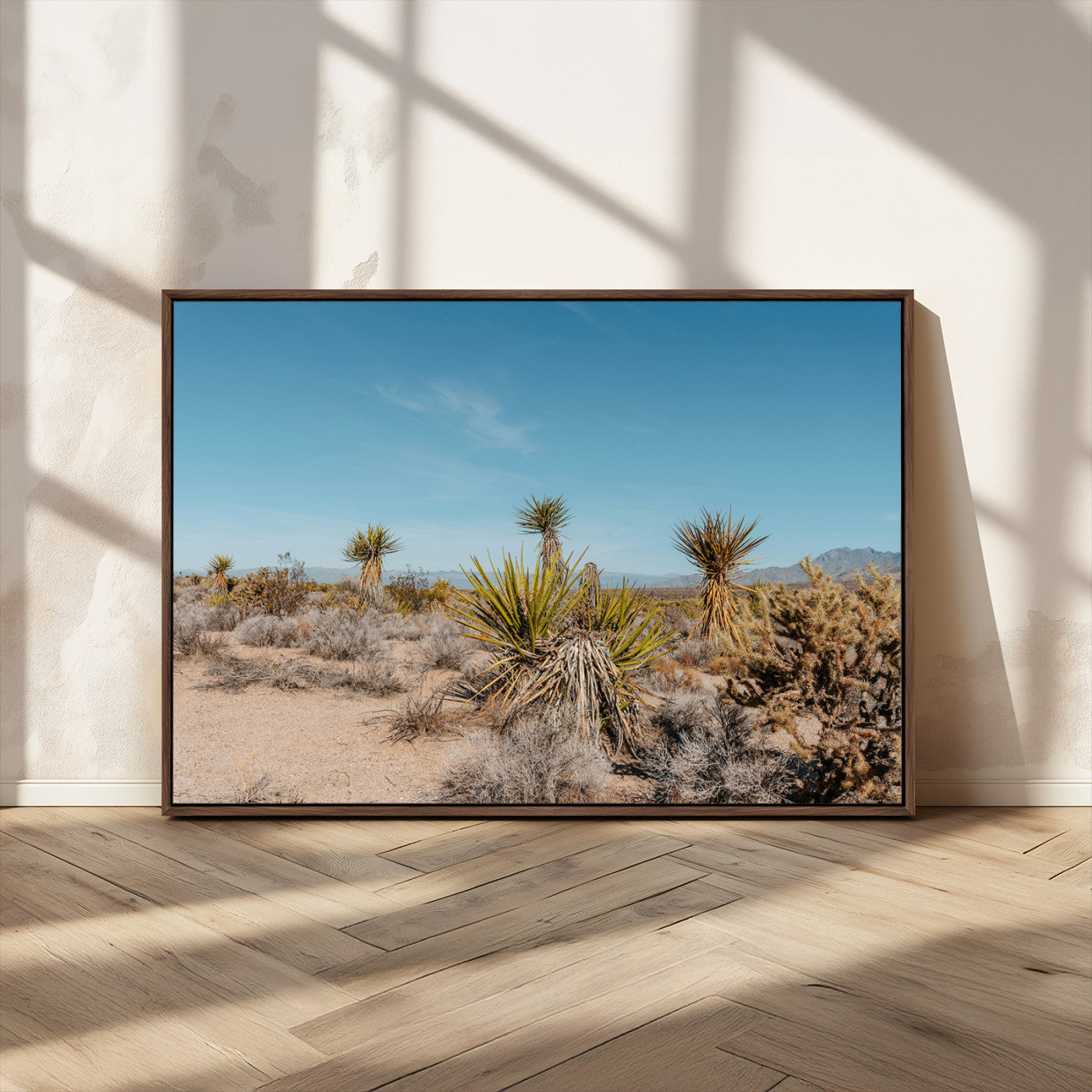 35156165-MGV-CV-36X24-Joshua Tree Wall Art Canvas Print – Framed Desert Landscape Warm Earth Tones Southwestern Minimalist Artwork for Home, Office