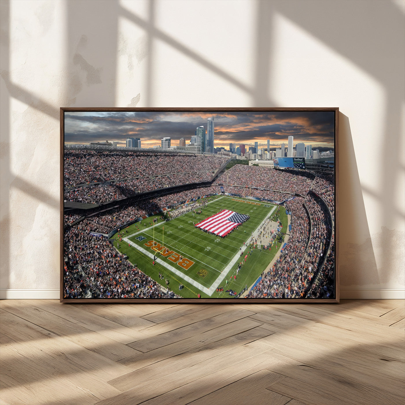 -Chicago Bears Soldiers Field Wall Art Canvas Print – Framed Football Stadium Artwork for Home, Office, Living Room