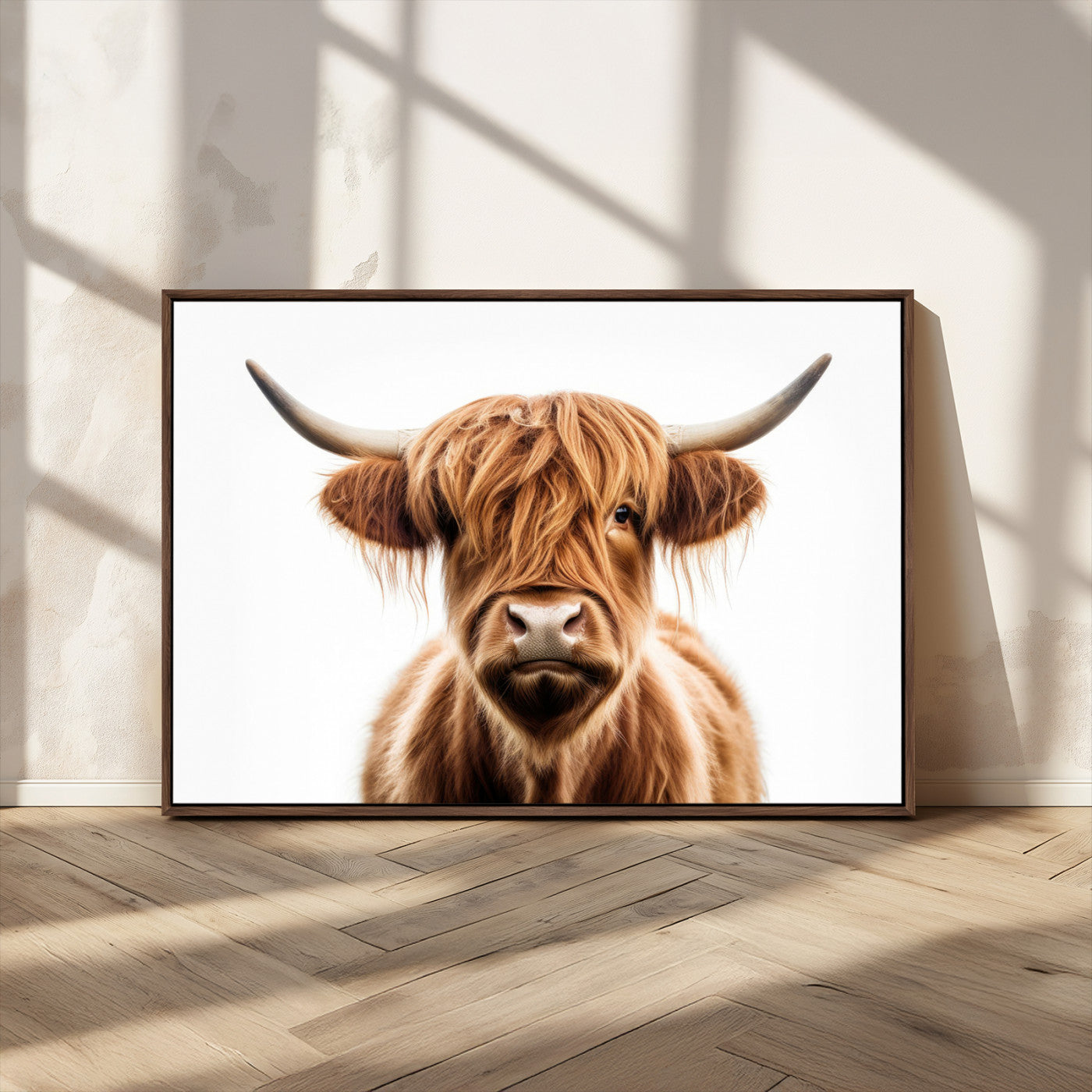 -Scottish Highland Cow Canvas Print, Framed Highland Cow Canvas Home Decor