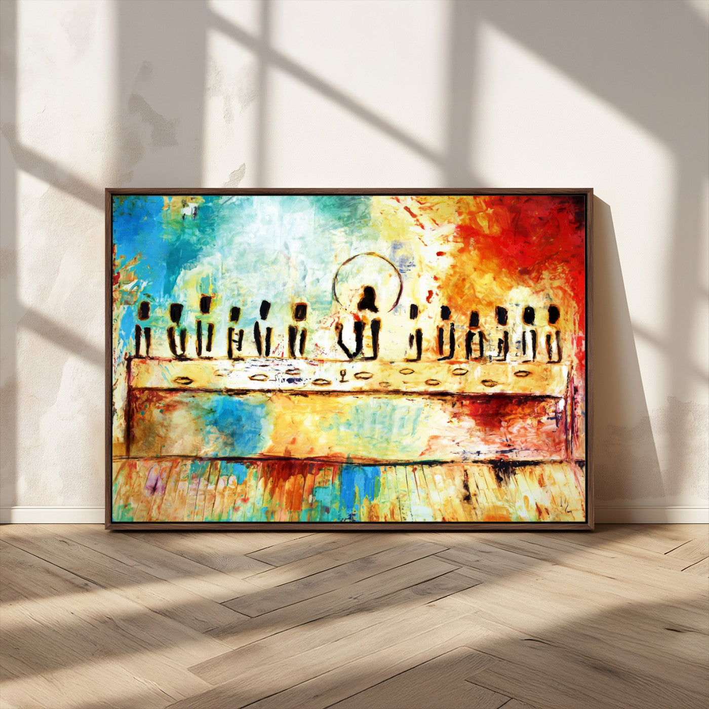 YKE34632598CR-MGV-CV-36X24-Abstract Last Supper Wall Art – Apostles Canvas Print Religious Painting Spiritual Decor for Home, Office