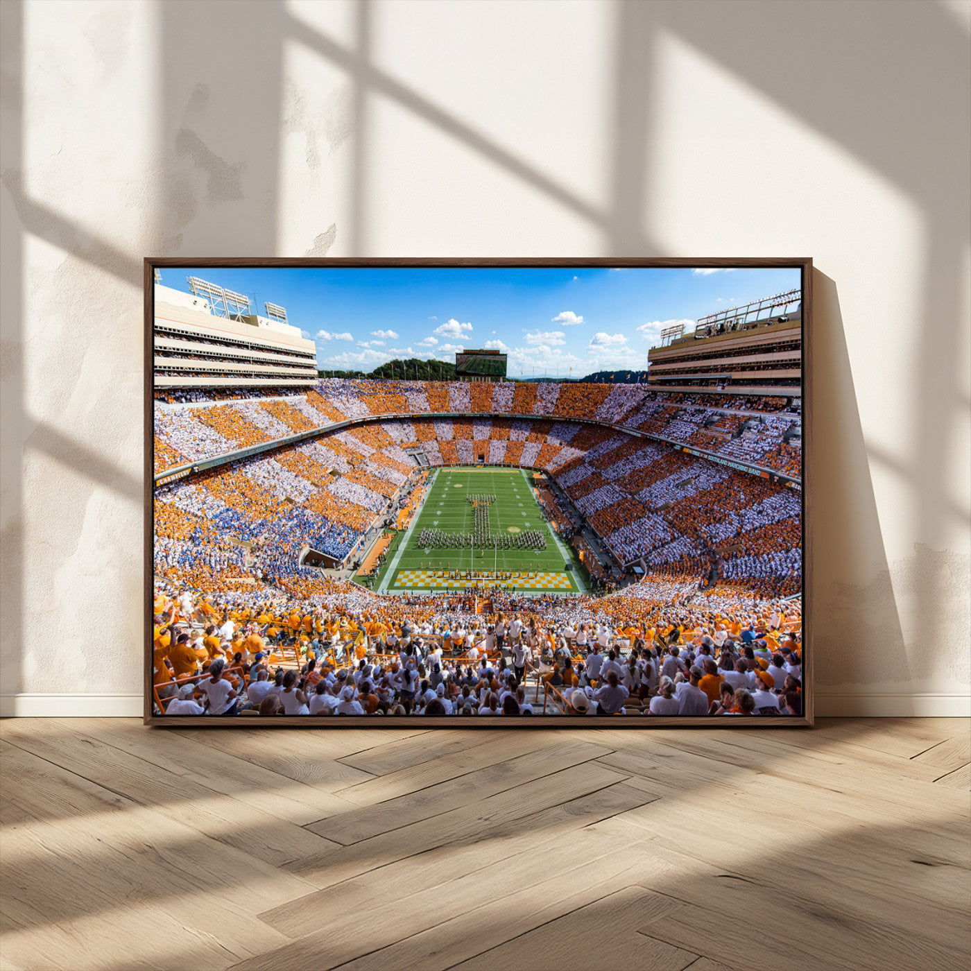 77097951-MGV-CV-36X24 - Tennessee Neyland Stadium Wall Art – Checkerboard Game Day Panoramic Canvas Print, College Football Decor for Home, Office, or Man Cave