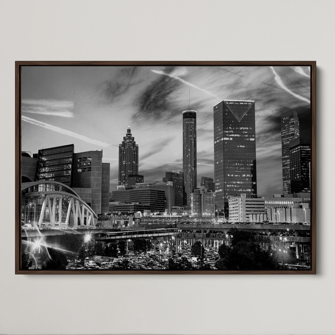 -Black and White Atlanta Wall Art Canvas Print
