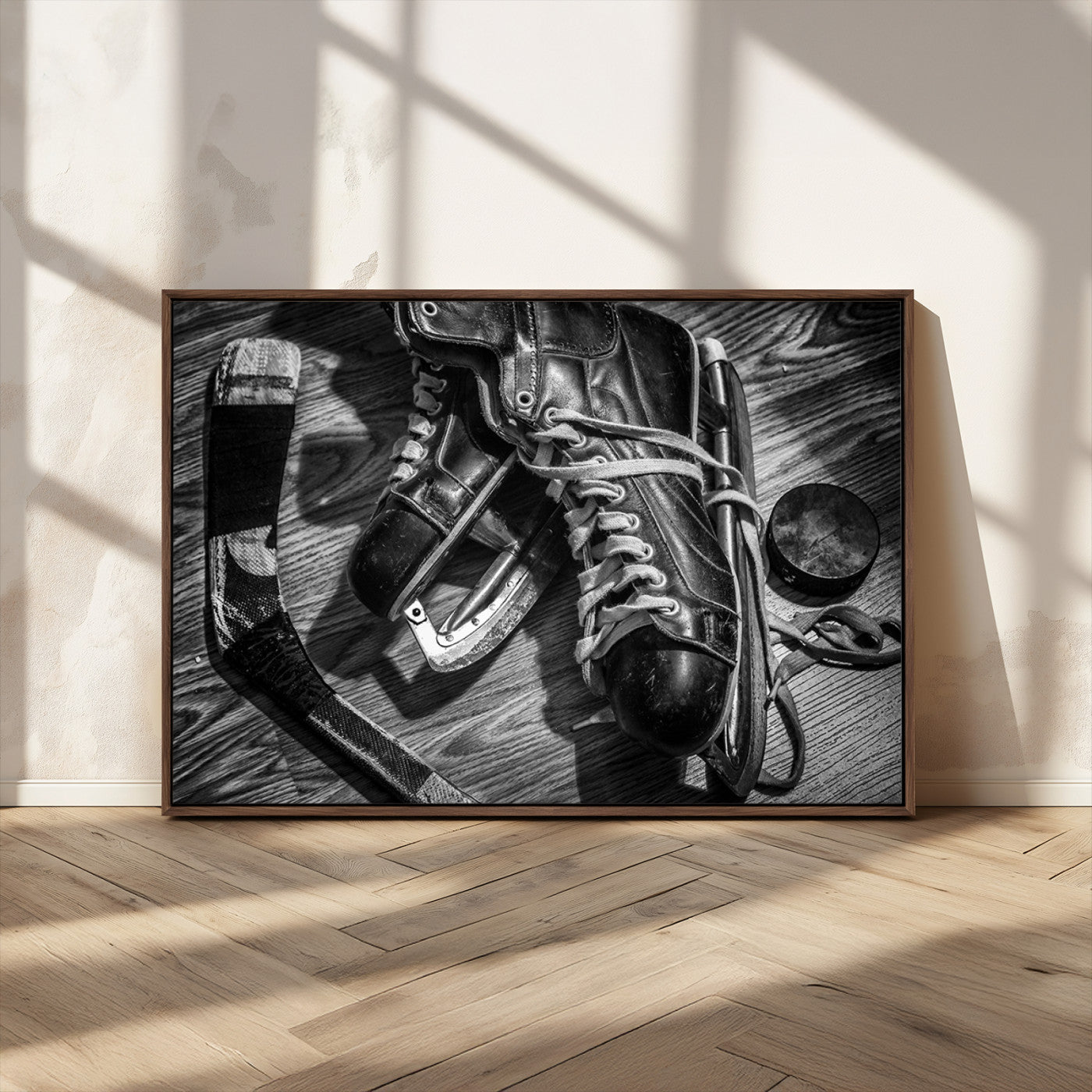 20553-MGV-CV-36X24-Old Pair of Mens Skates Wall Art Canvas, Men Skates Wall Art Print