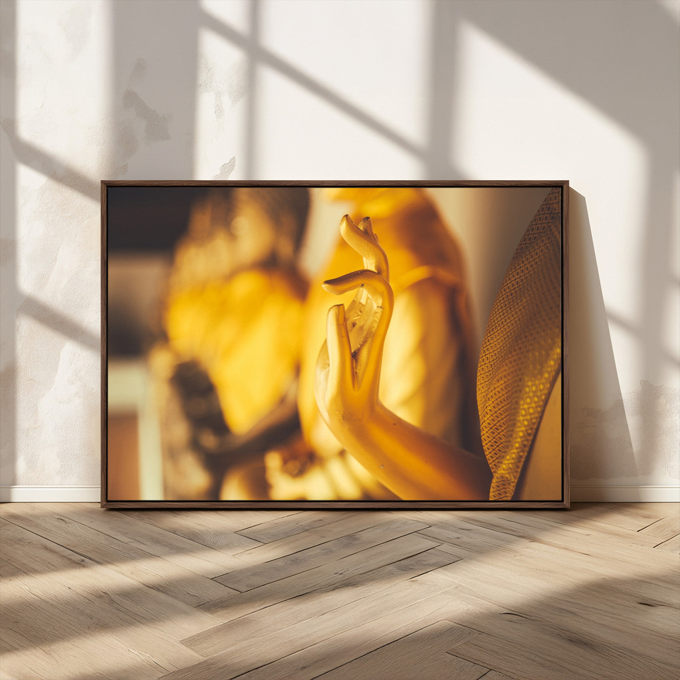 -Gold Buddha Statue Hands Wall Art Canvas Print