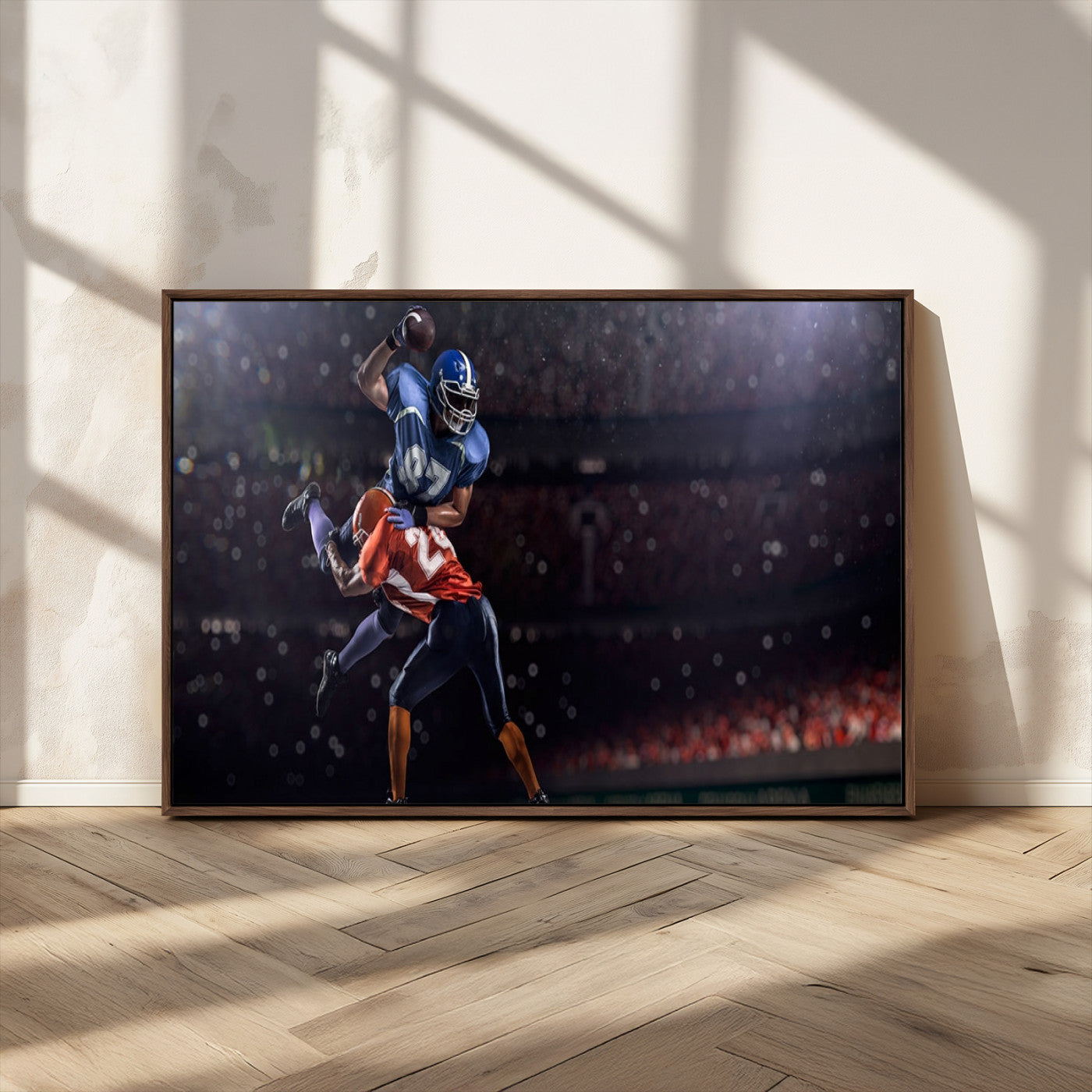 68009-MGV-FC-36X24_Walnut-American Football Wall Art Canvas Print, Stadium Sport Wall Art Print