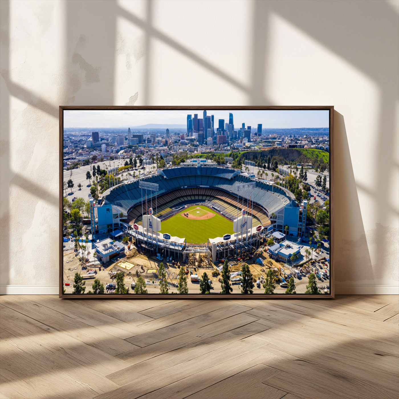 58596-MGV-CV-36X24-Los Angeles Dodgers Dodger Stadium Wall Art Canvas Print - MLB Baseball Stadium, Framed Los Angeles