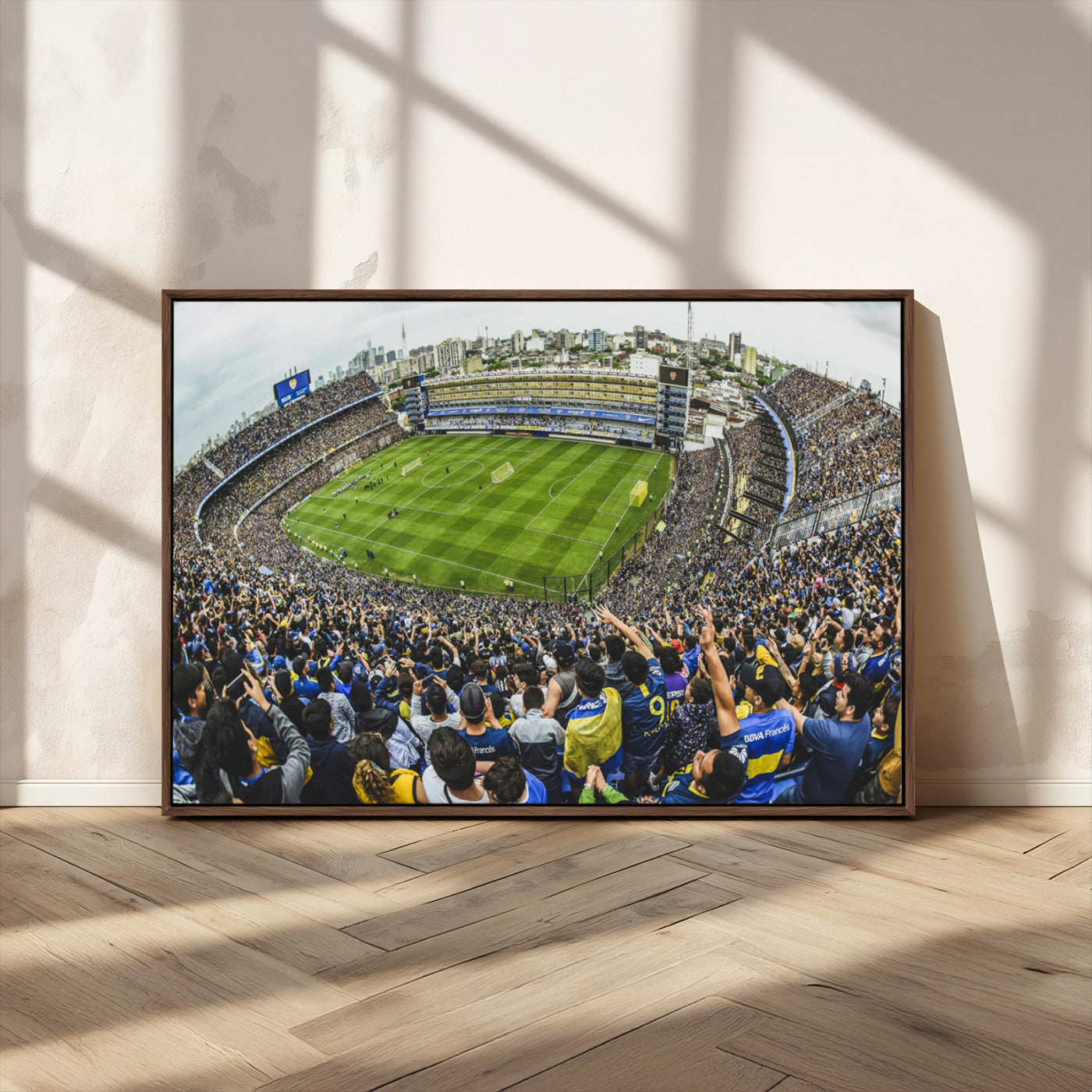 63839-MGV-FC-36X24_Walnut-Boca Juniors Soccer Team Print Wall Art - Buenos Aires Bombonera Stadium Canvas Print