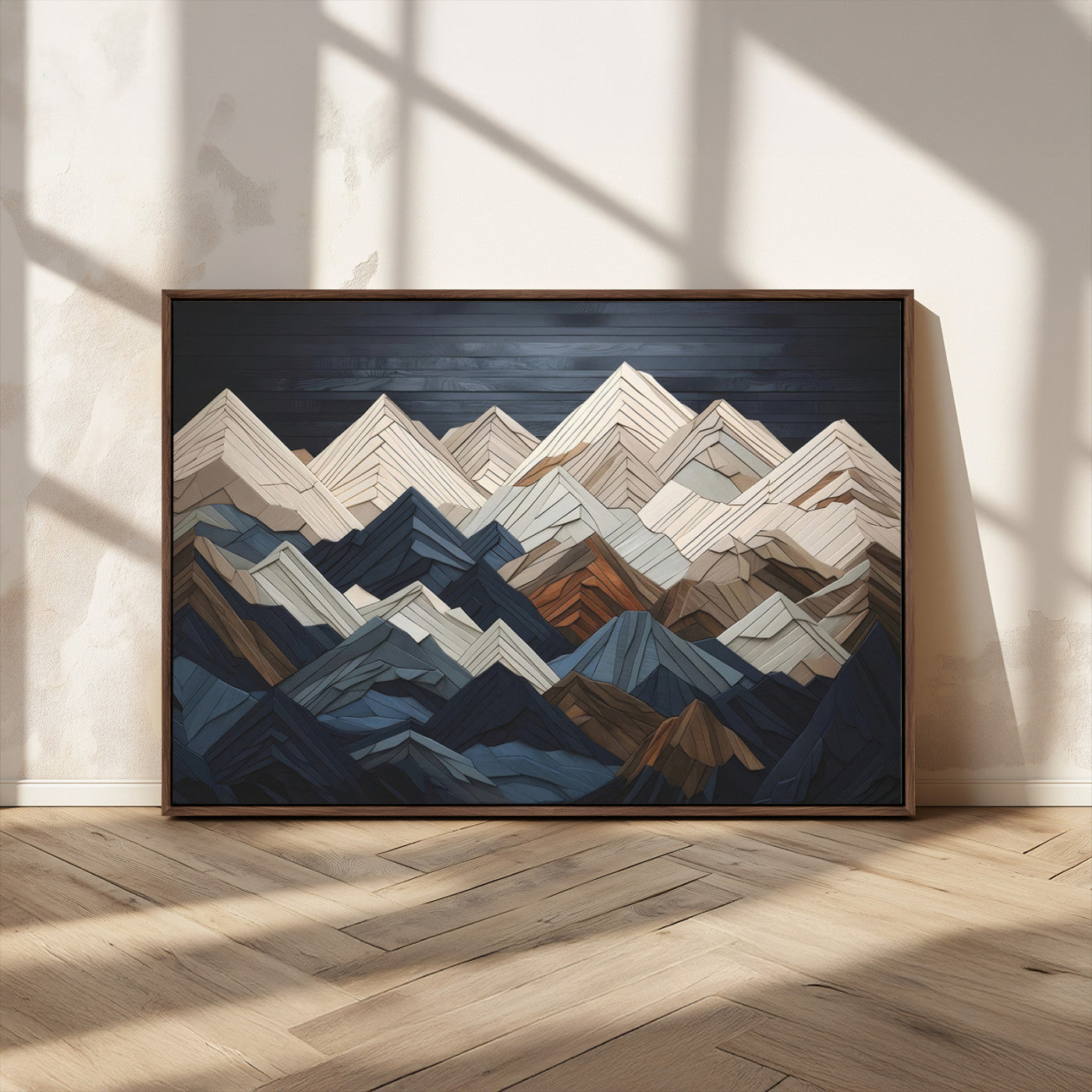 12896-MGV-CV-36X24-Rustic Mountain Landscape Wall Art Canvas Print – Framed 3D Wooden Effect Mountain Nature Artwork for Home, Office