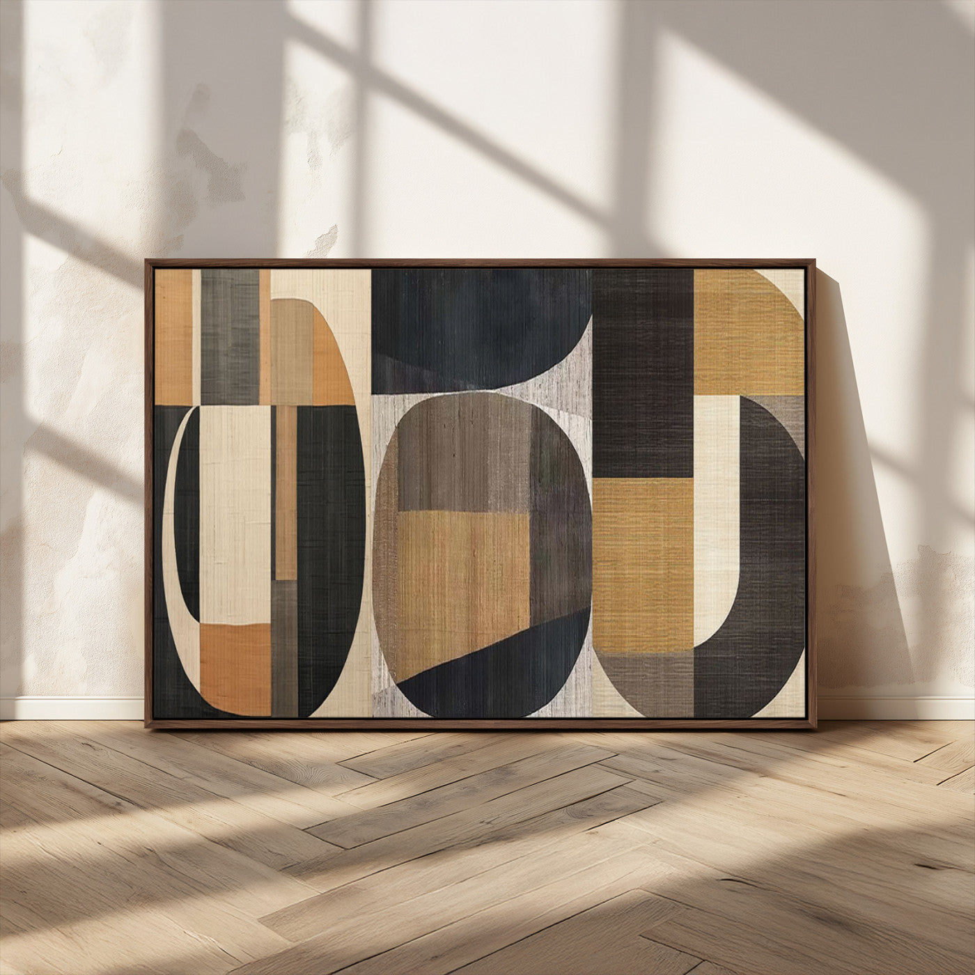 84035-MGV-CV-36X24-Modern Brown Wabi Sabi Wall Art Canvas Print Set – Framed Minimalist Abstract Artwork for Home, Office Decor