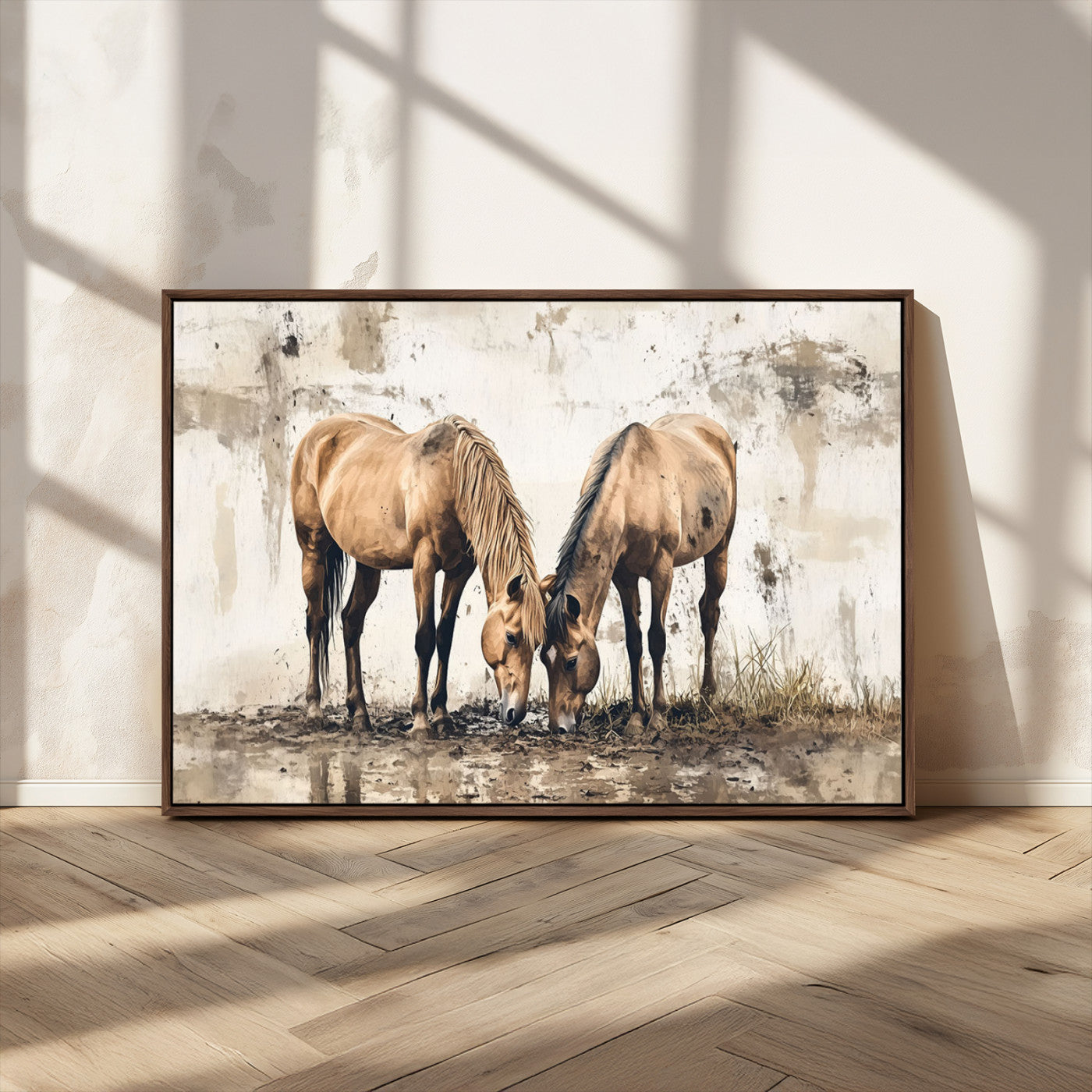 -Vintage Horses Wall Art | Ready to Hang and Framed Triptych | Western Farmhouse Wall Decor for