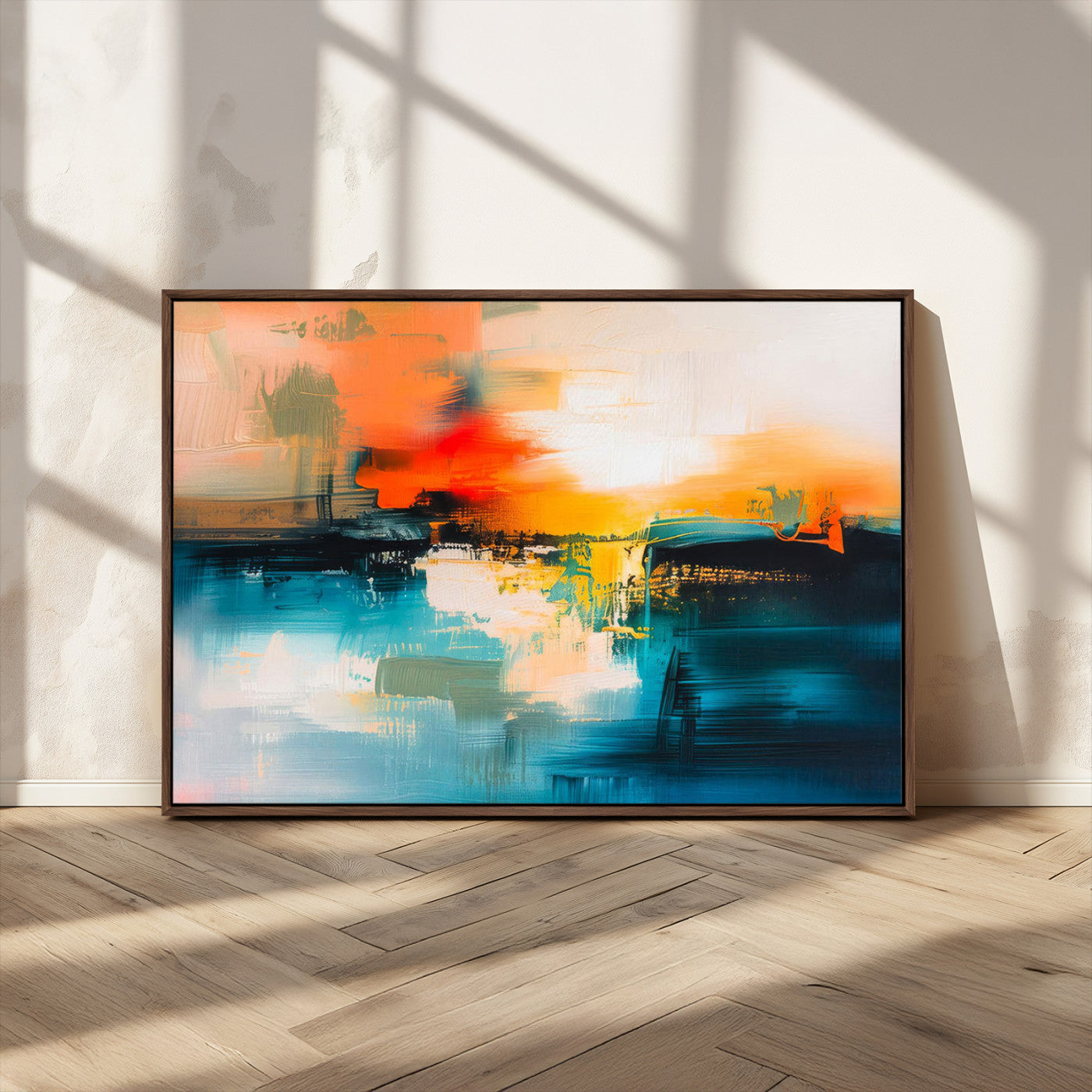 37083-MGV-FC-36X24_Walnut-Colorful Abstract Wall Art | Bold Modern Canvas Print | Ready to Hang and Framed for Living Room or