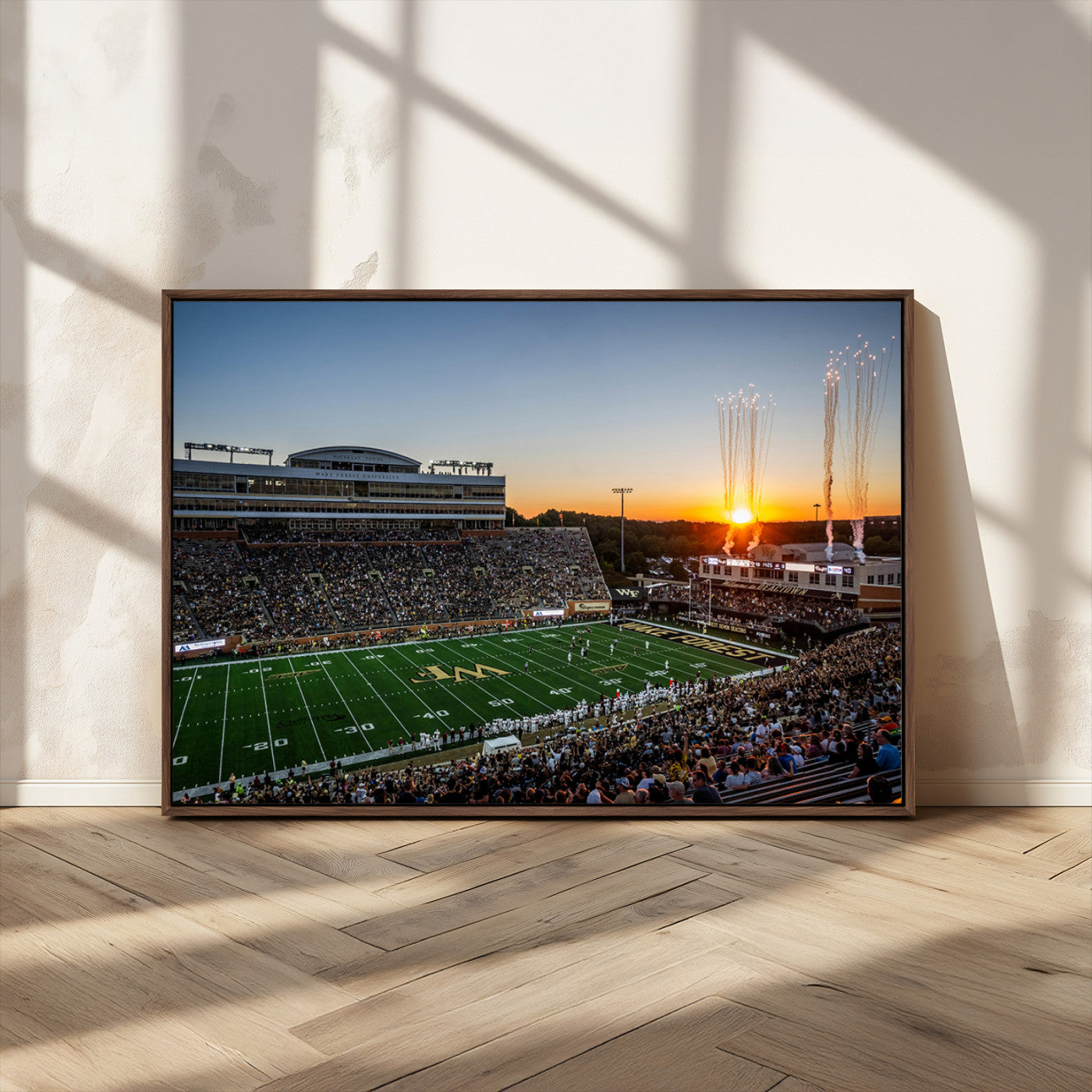 29253-MGV-FC-36X24_Walnut-Demon Deacons Football Team Print Canvas- Winston-Salem Allegacy Federal Credit Union Stadium Wall
