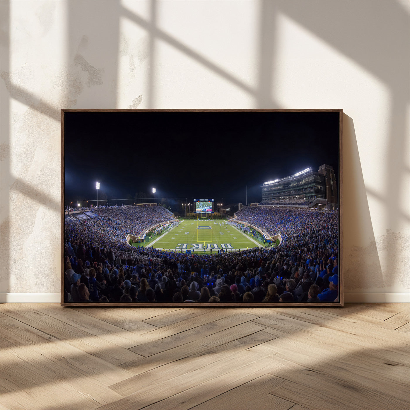21070-MGV-FC-36X24_Walnut-Duke University Blue Devils Football Team Print - Durham Wallace Wade Stadium Wall Art Canvas Print