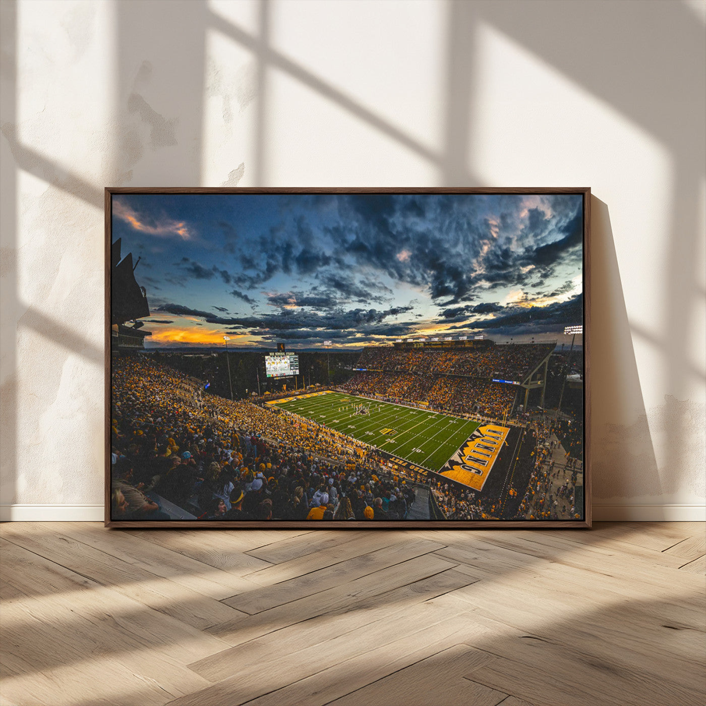 -University of Wyoming Cowboys Football Team Print - Laramie War Memorial Stadium Wall Art Canvas