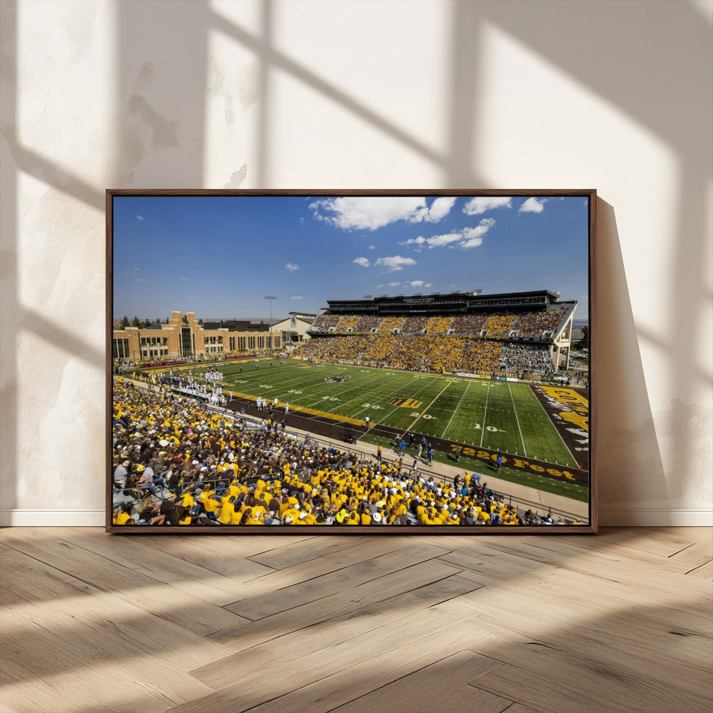 75112-MGV-CV-36X24-University of Wyoming Cowboys Football Team Print - Laramie Jonah Field War Memorial Stadium Wall