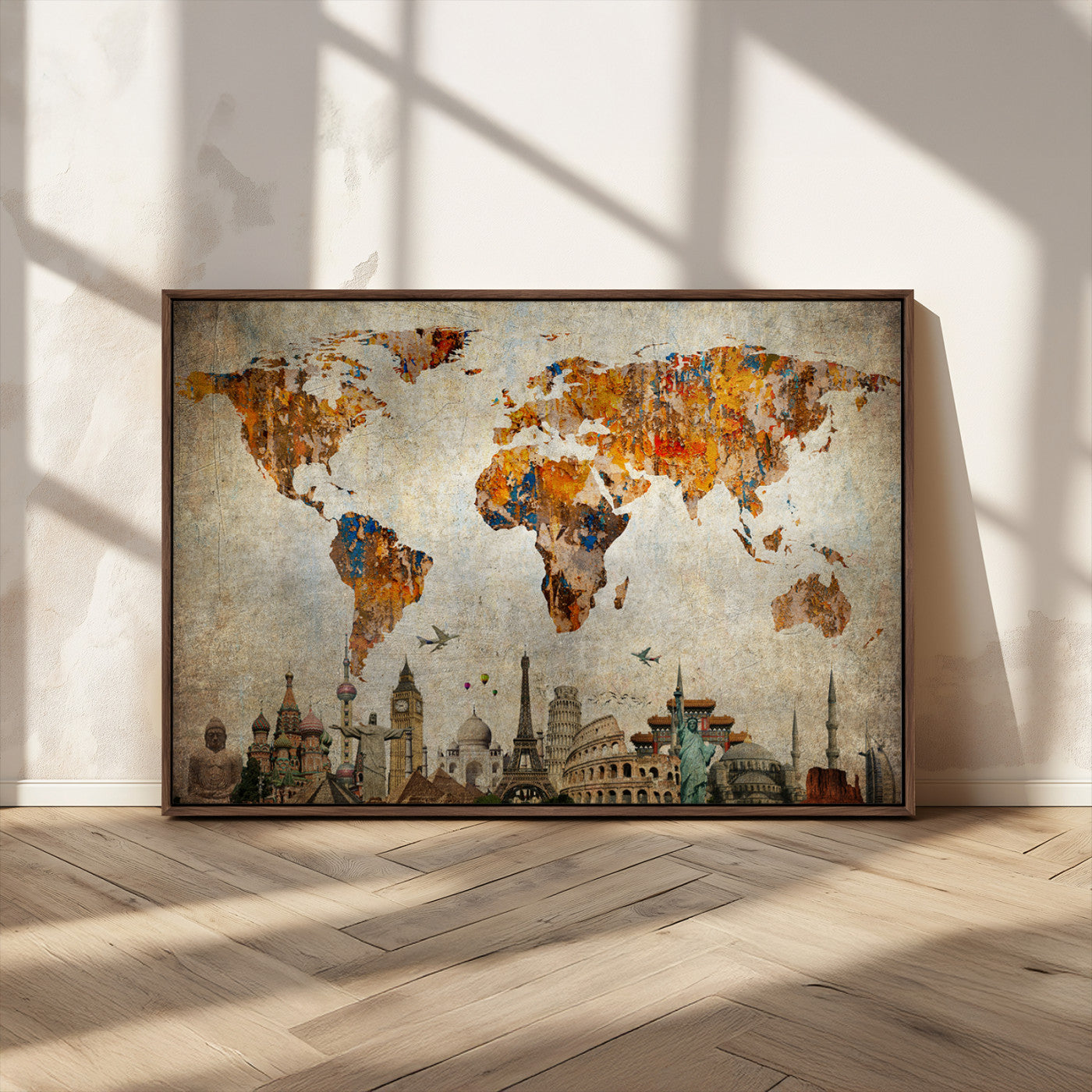54918-MGV-CV-36X24-Push Pin World Map Canvas Print – Travel Tracker Wall Art for Couples, Perfect Anniversary Gift for Home or Office Decor