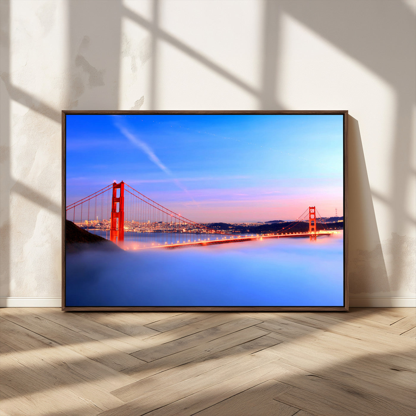 MGV-FC-36X24 - Golden Gate Bridge Wall Art Print, San Francisco Sunset Canvas Wall Art, Cityscape Canvas Print for