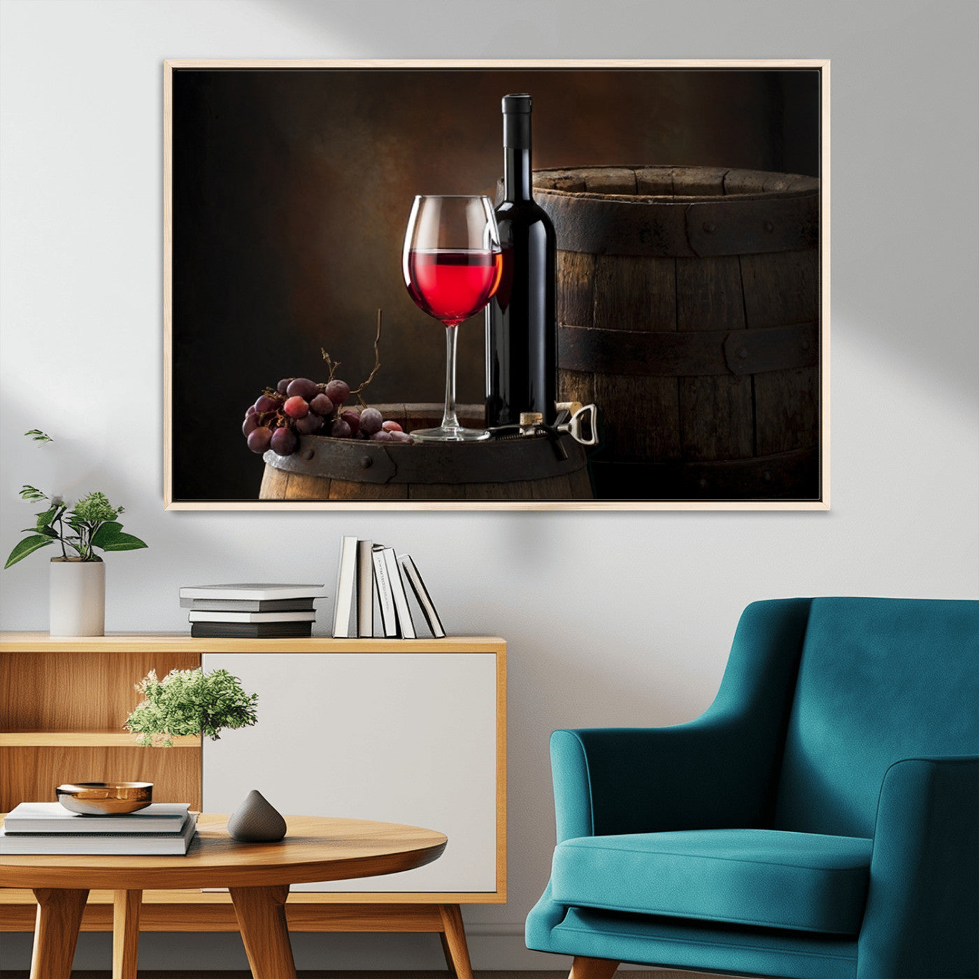 -Red Wine and Bottle Canvas Print