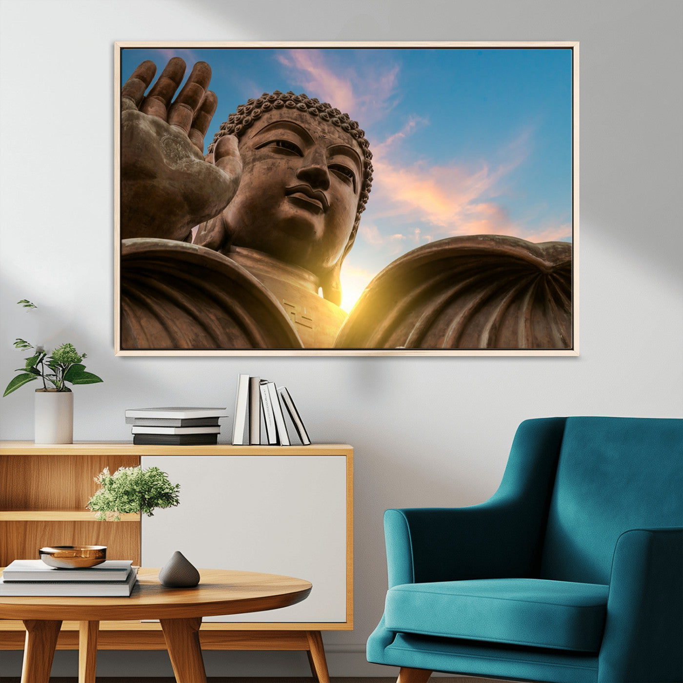 -Buddha Statue and Daylight Wall Art, Buddha Statue Wall Art Canvas Print