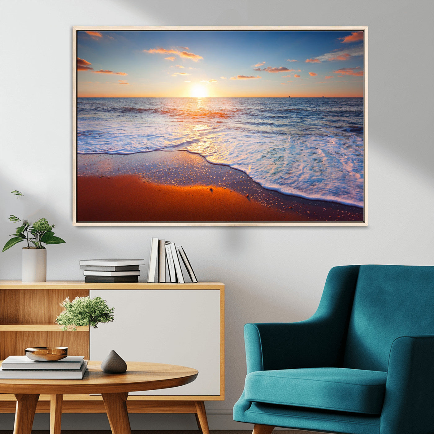 96736-MGV-FC-36X24-Ocean Beach Canvas Wall Art Beach Canvas, Coastal Sunset Tropical Island Beach Sunset Artwork Print