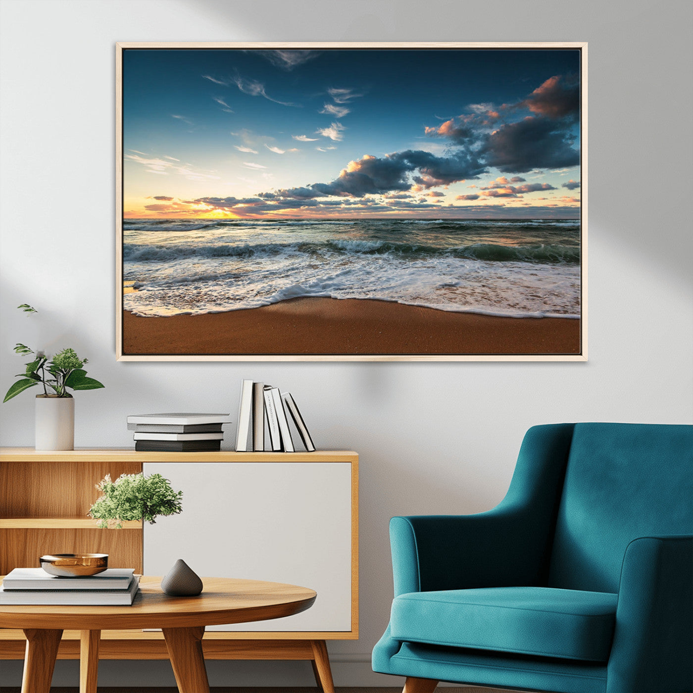 58103-MGV-CV-36X24-Ocean Beach Wall Art Canvas Print Sunset Artwork Print Coastal Wall Art