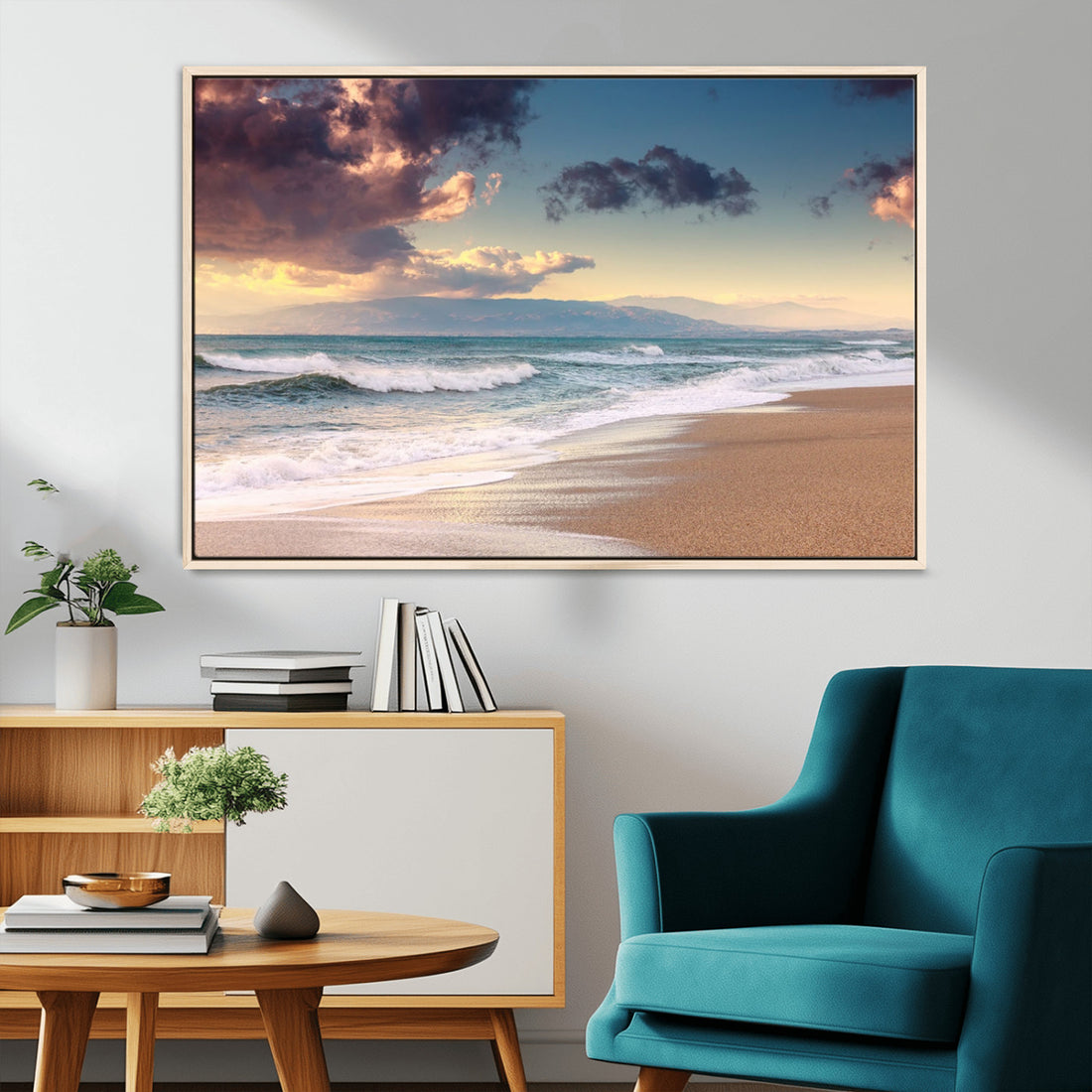 Cloudy Weather Beach Sunset Canvas Print | Sunrise Wall Art Canvas Print