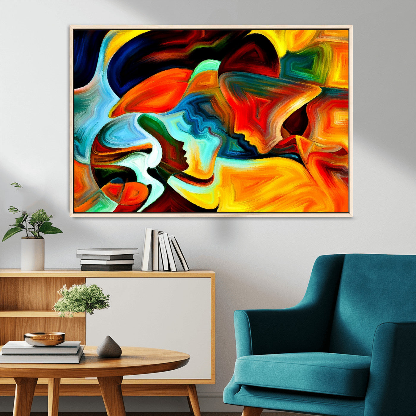 70242-MGV-CV-36X24-Human Love Figures Abstract Wall Art Canvas Print