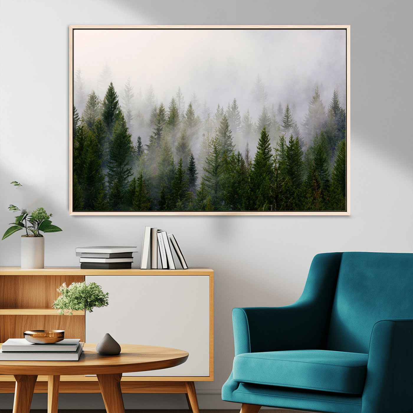 11436-MGV-CV-36X24-Forest Wall Art Canvas Print | Foggy Forest Wall Art | Pine Wood Forest Print