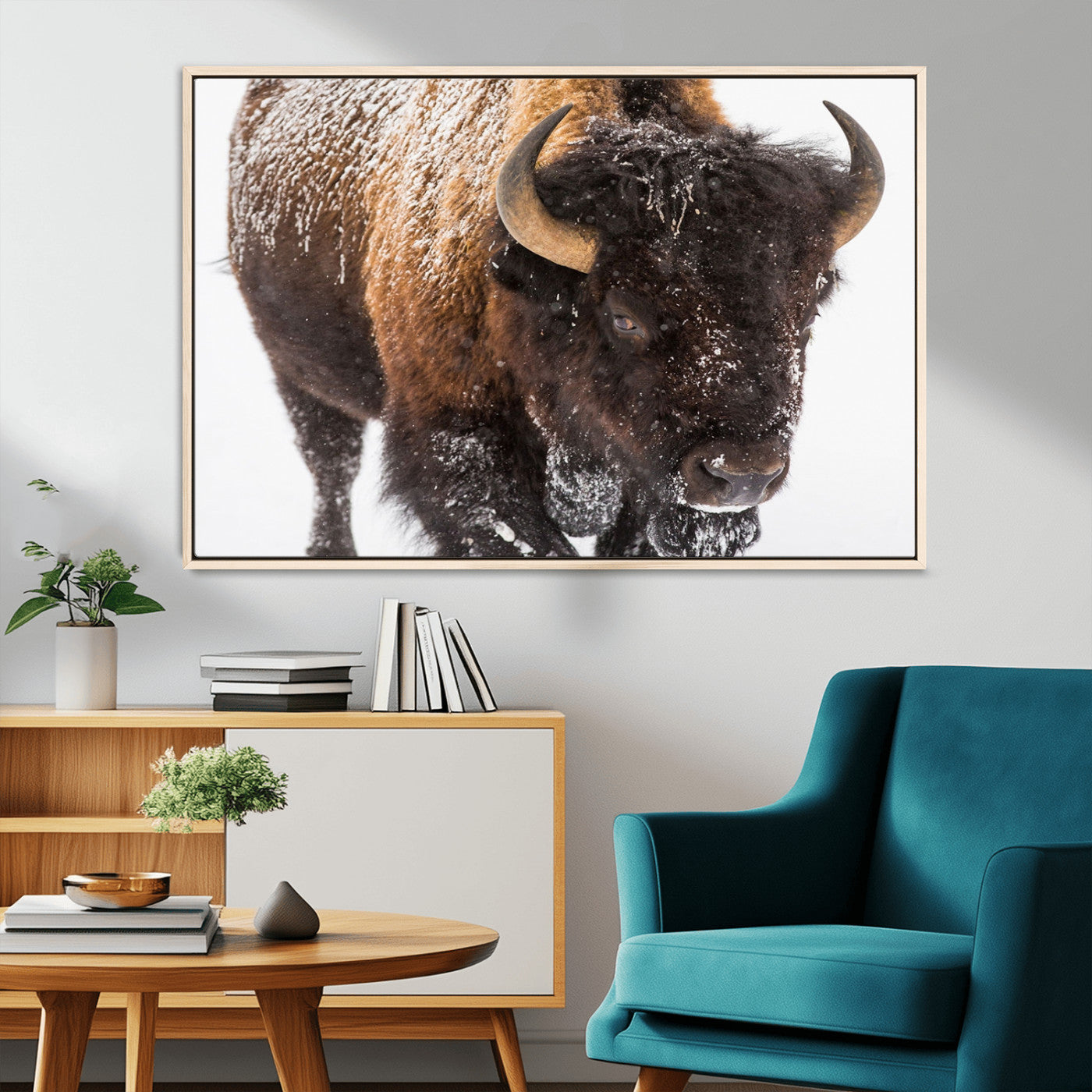 65605-MGV-CV-36X24-Bison Wall Art Canvas Print For Farmhouse, Wild Animal Wall Art, Framed Wild Bison Wall Art