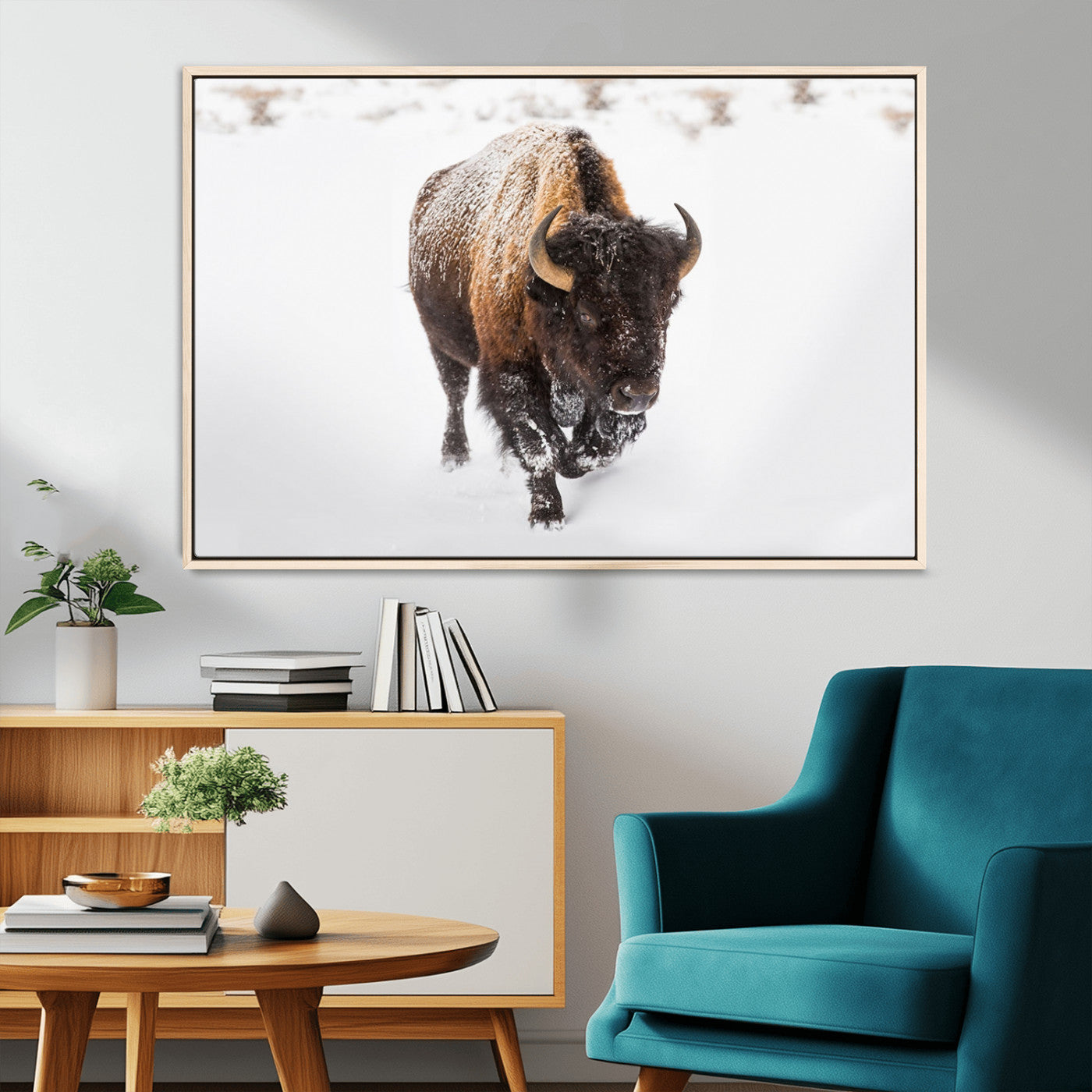 -Bison Winter Wall Art Canvas Print For Farmhouse Decor