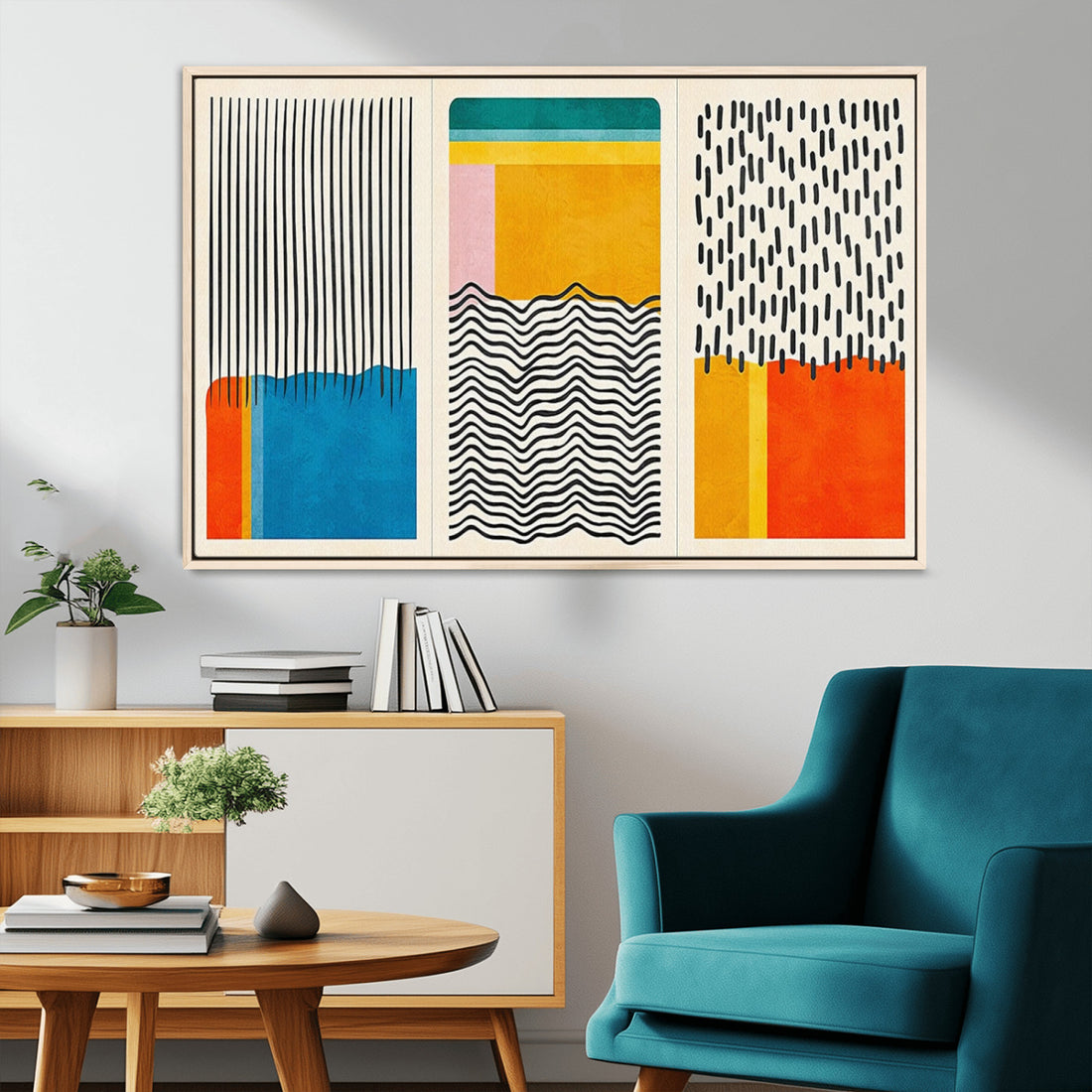 Canvas Print Wall Art Abstract Illustration Art Boho, Framed Abstract Boho Art