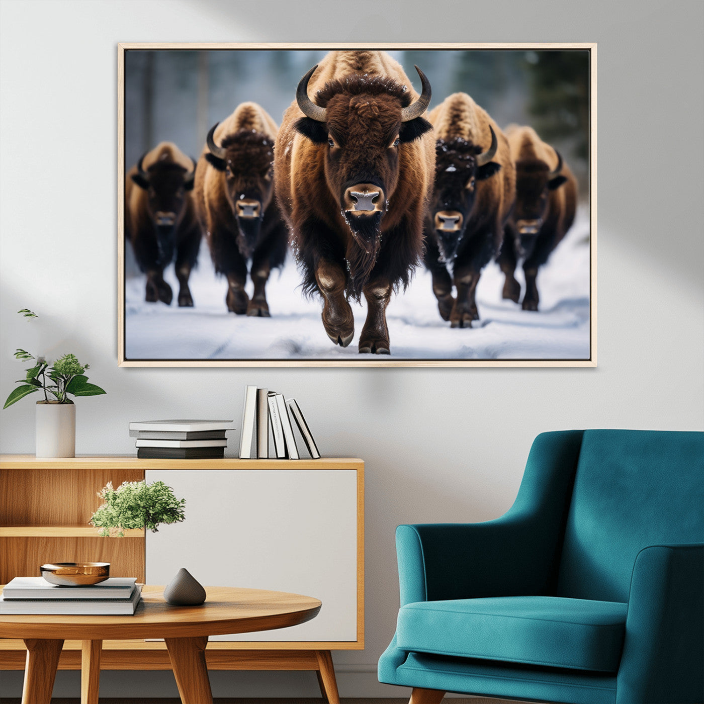 89854-MGV-CV-36X24-Buffalo Wall Art Canvas Print, American Bison Herd Wall Art Canvas Print - Bison Canvas Print