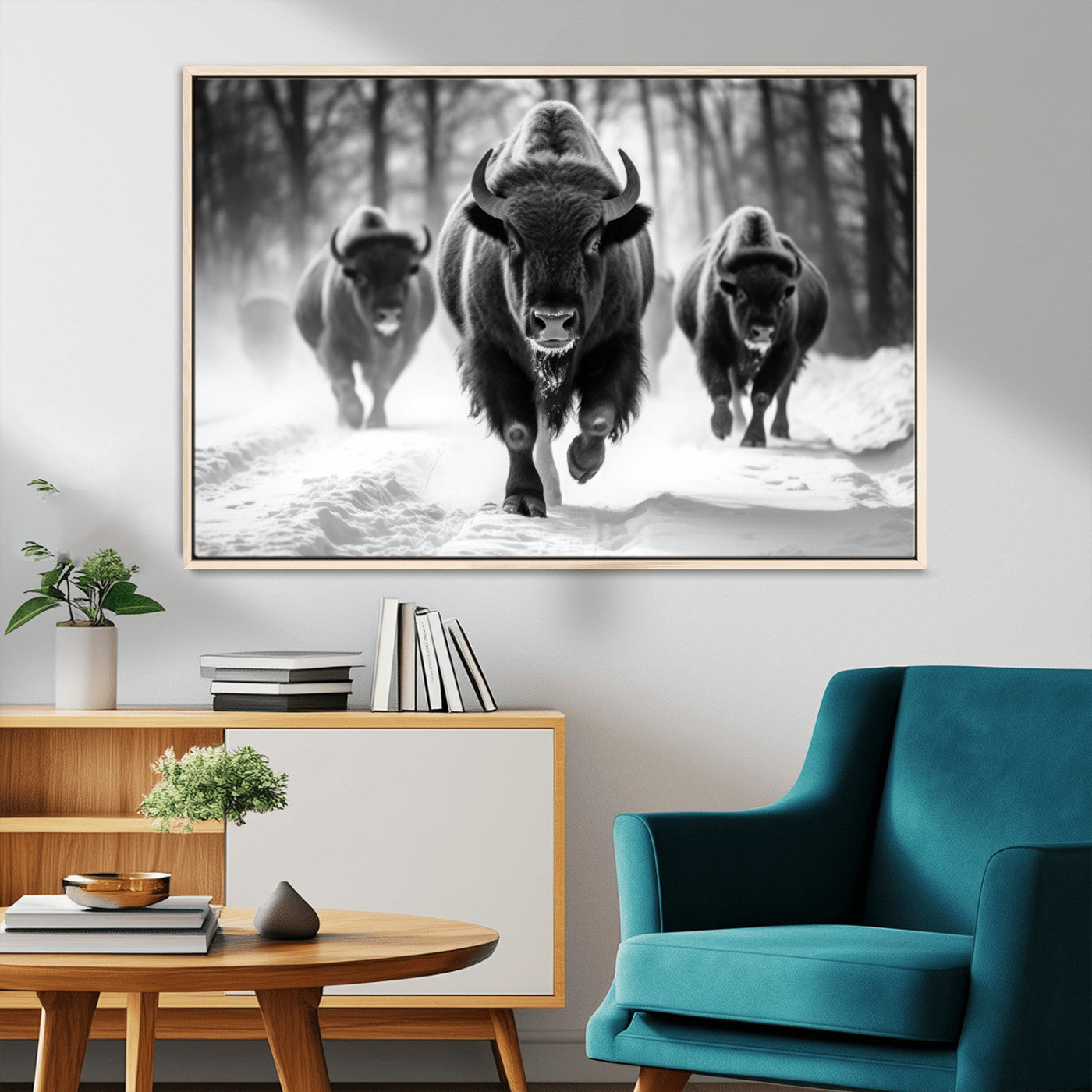 97552-MGV-CV-36X24-Buffalo Wall Art Canvas Print, Bison Family Wall Art Canvas Print