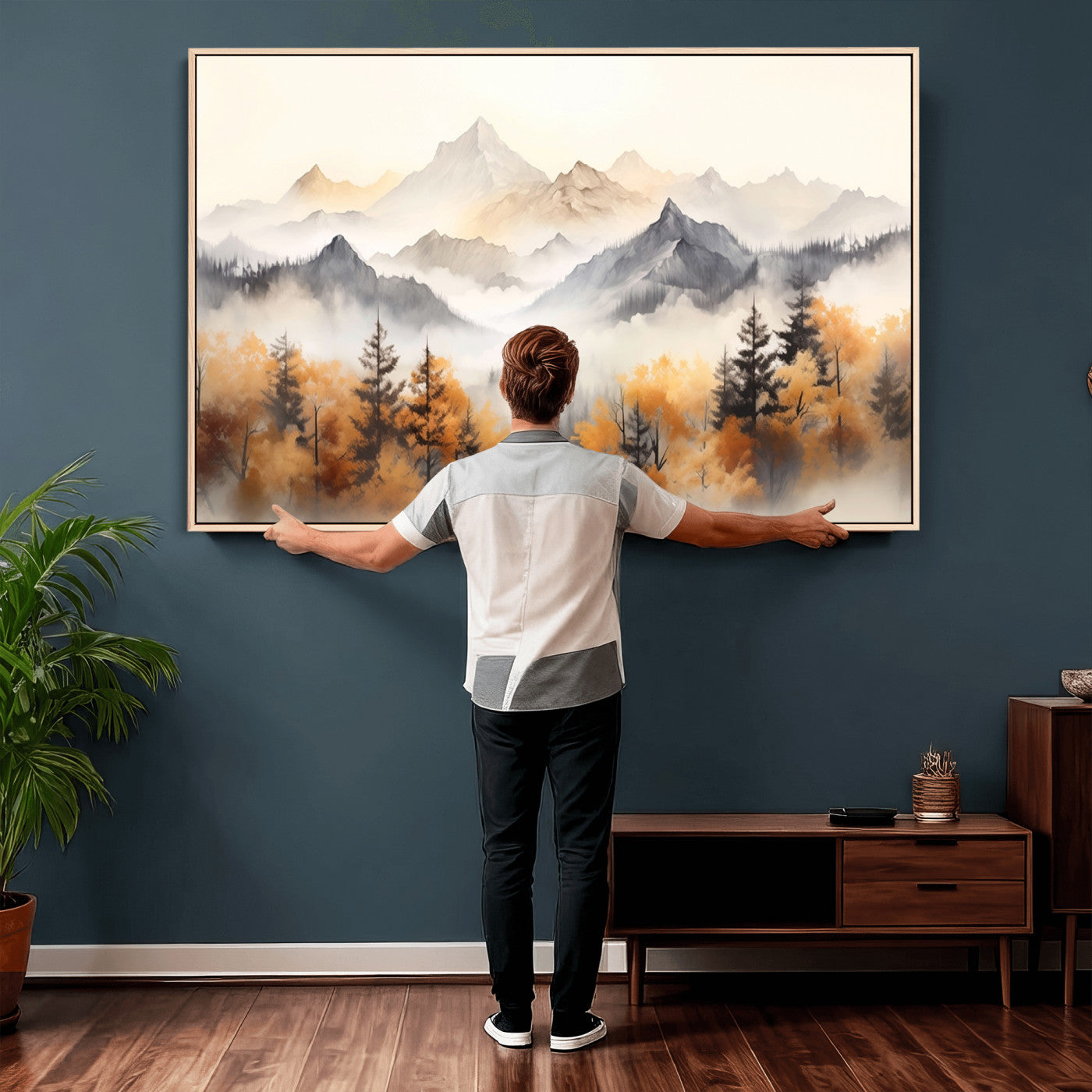 70049-MGV-CV-36X24 - Abstract Mountain Wall Art | Misty Mountain Forest and Mountains Canvas Print for Living Room,