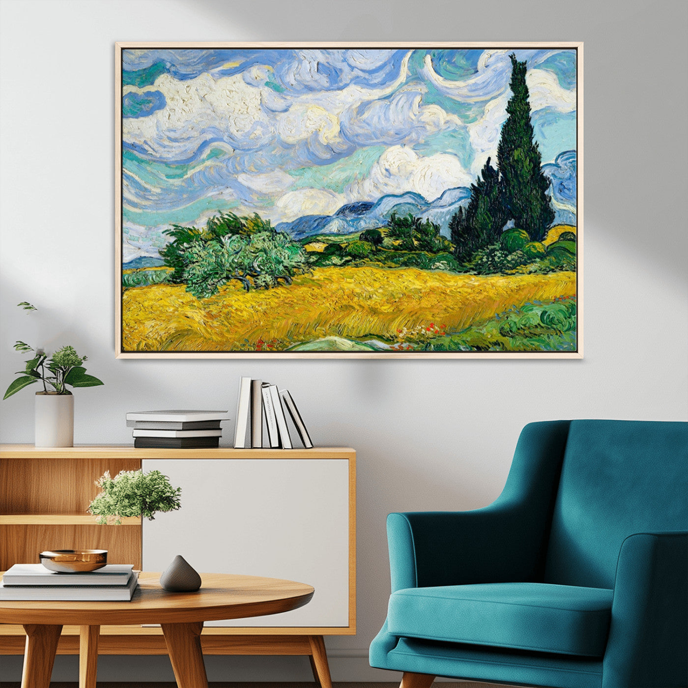 97252-MGV-CV-36X24-Wheatfield With Cypresses By Van Gogh Painting Wall Art Canvas, Wheatfield With Cypresses Canvas