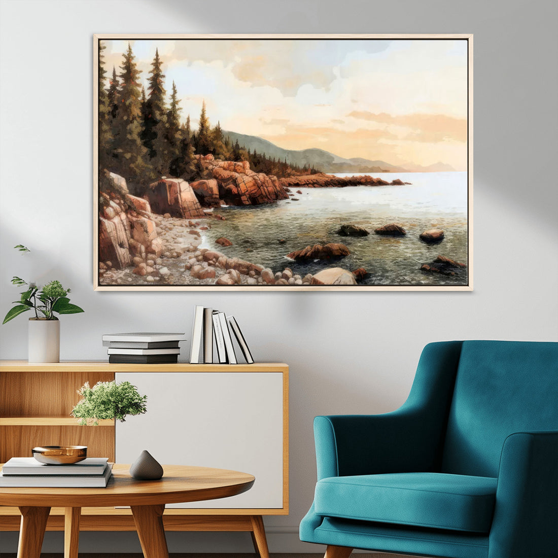 Serene Coastal View of Acadia National Park Wall Art Canvas Print