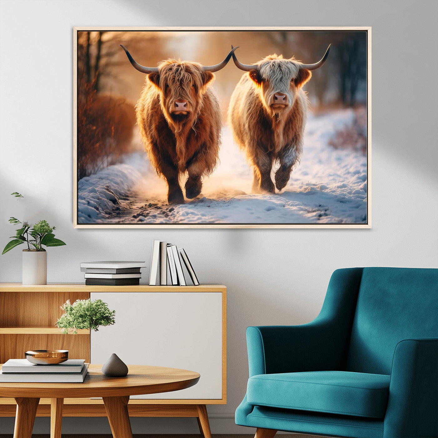 94810-MGV-CV-36X24-Scottish Highland Cow Horn Farm Wall Art Canvas Print