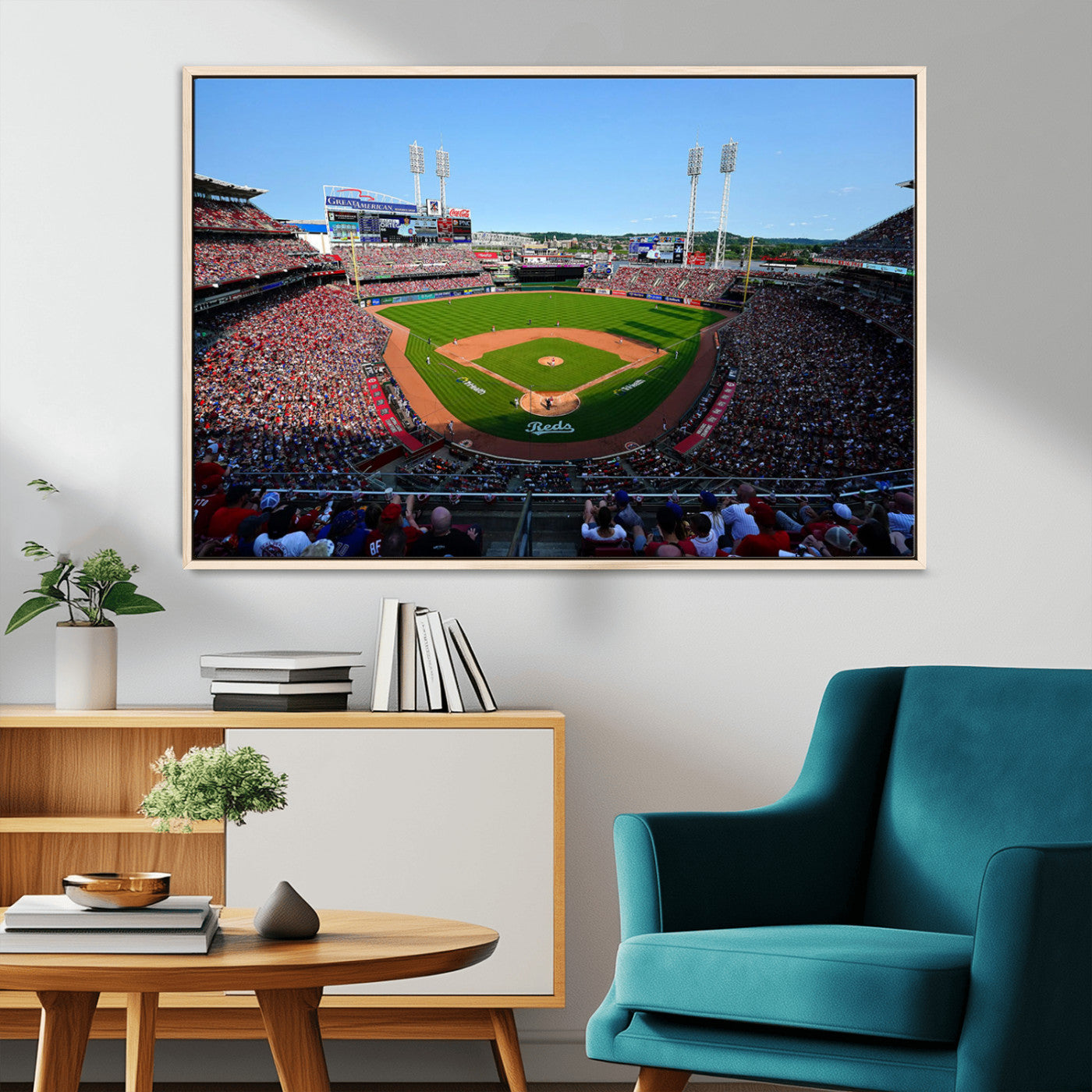90998-MGV-CV-36X24-Cincinnati Reds Baseball Canvas Print - Great American Ball Park Stadium Wall Art Canvas Print