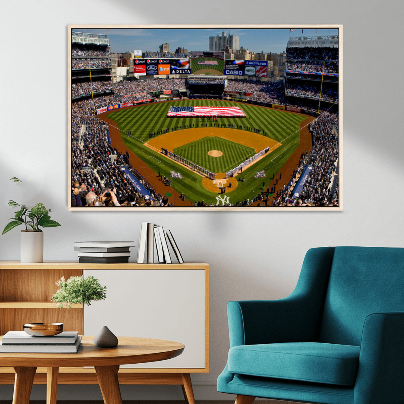 20879-MGV-CV-36X24-Yankee Stadium New York Wall Art Print | 3-Panel Canvas Print of Yankees Baseball Stadium | Large