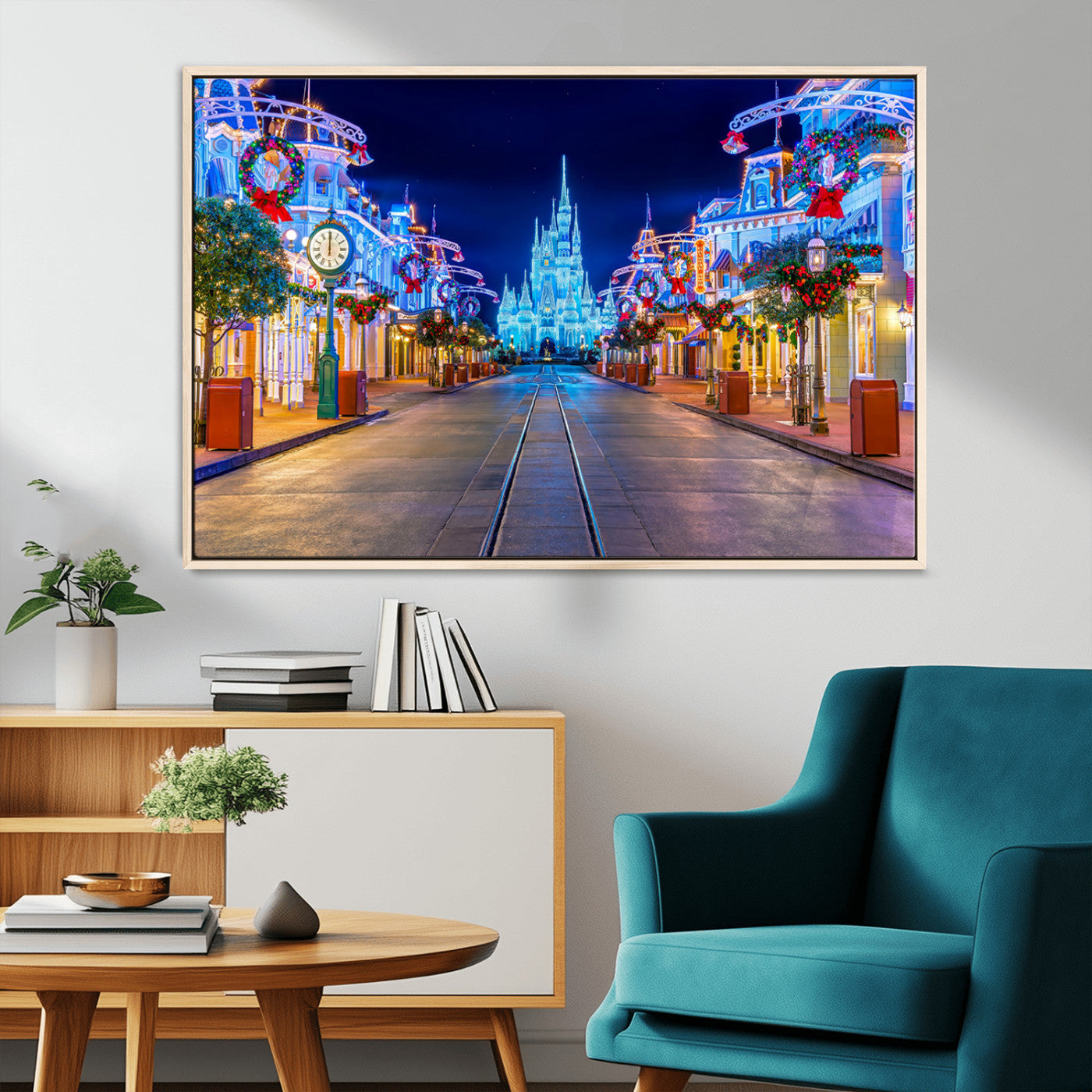 12470-MGV-CV-36X24-Disney Castle Wall Art – Large Magic Kingdom Canvas Artwork, Fairytale Design, Kids Room Christmas Decor for Home, Office