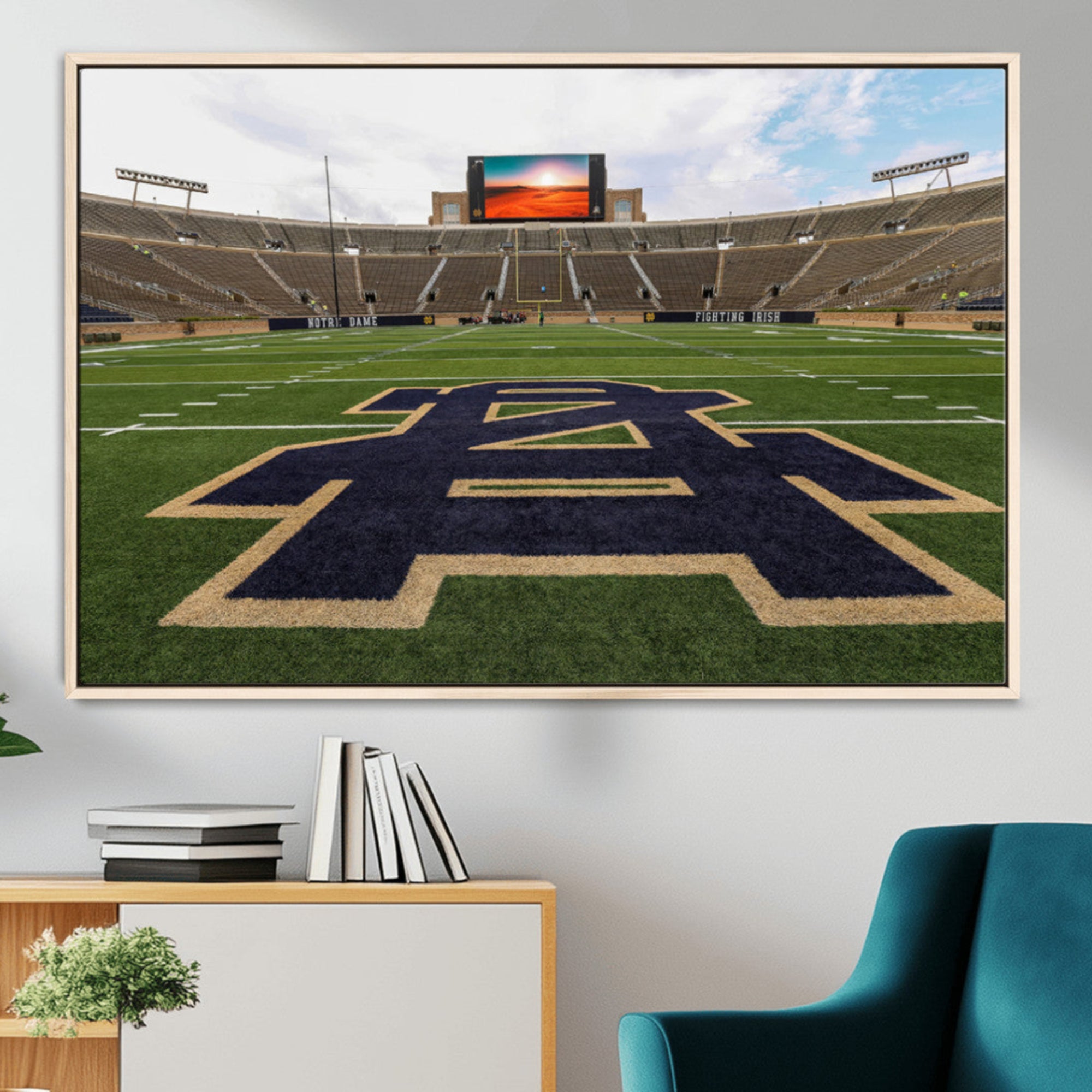 52835-MGV-CV-36X24-Football Stadium Wall Art – Framed Sports Field Canvas Artwork, Athletic Arena Design, Modern Game Decor for Home, Office