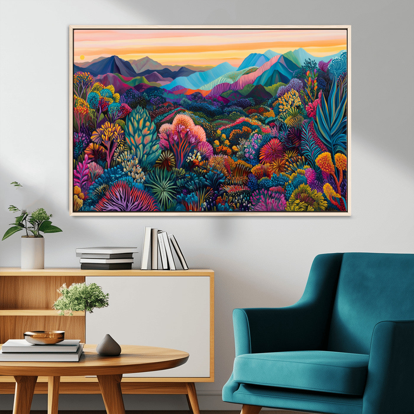 63728-MGV-CV-36X24-Colorful Abstract Landscape Wall Art Print Canvas - Vibrant Modern Decor for Living Room, Office, or