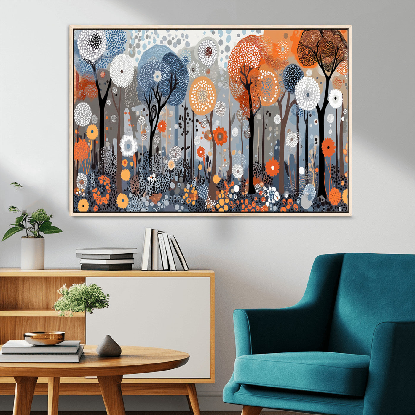 48857-MGV-CV-36X24-Abstract Winter Landscape Canvas Wall Art Print - Large Colorful Nature Wall Decor