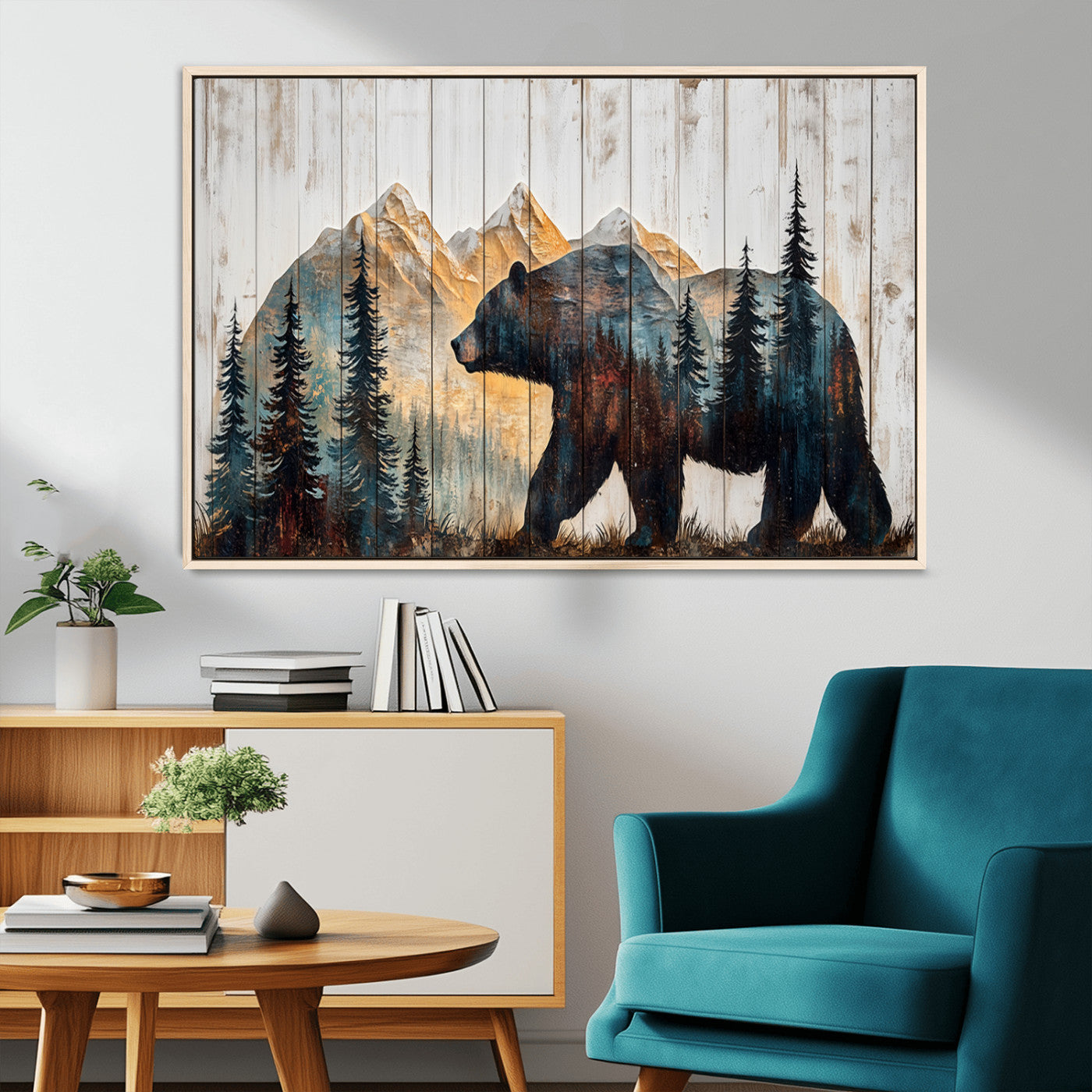 -Rustic Bear Wall Art - Grizzly 399 Bear Wall Art - Mountain Wood Canvas Wall Art - Nature Theme