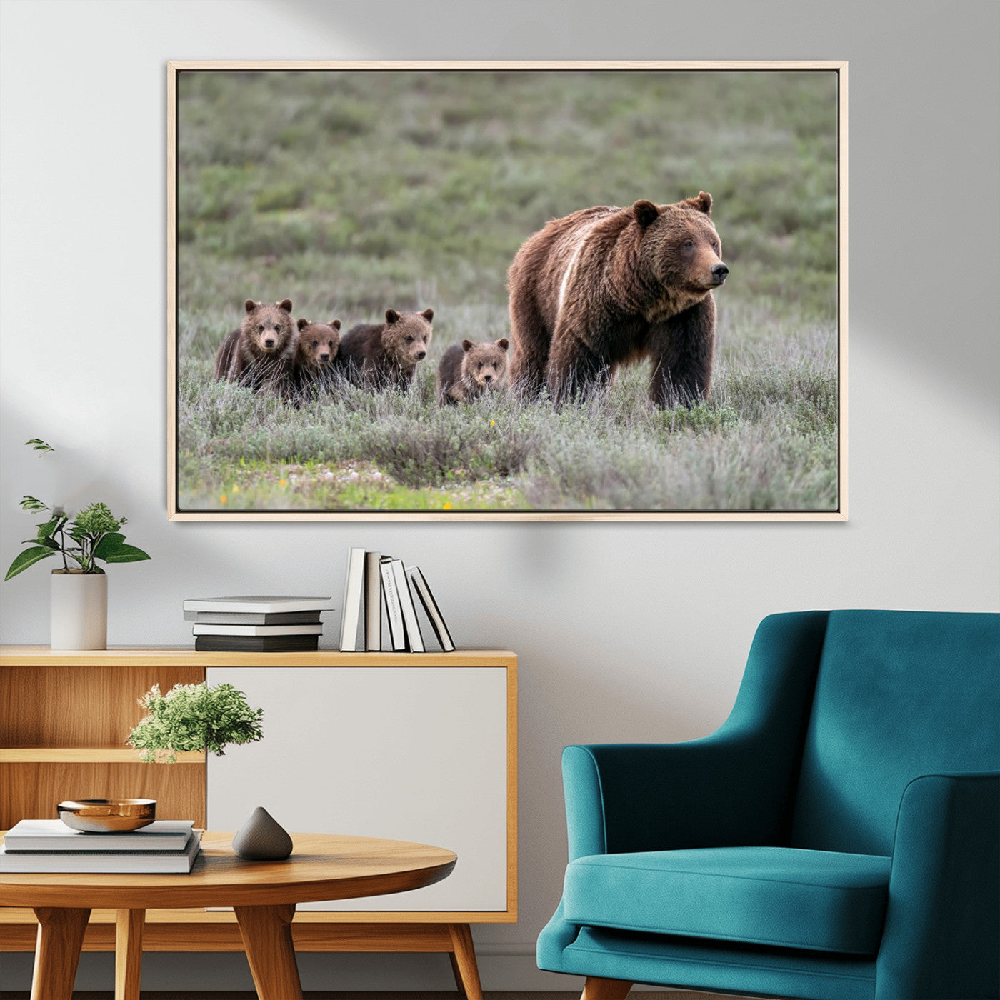 65087-MGV-CV-36X24-Wildlife Photography of 399 Grizzly Bear Cubs | Queen of the Tetons Canvas Wall Art Print