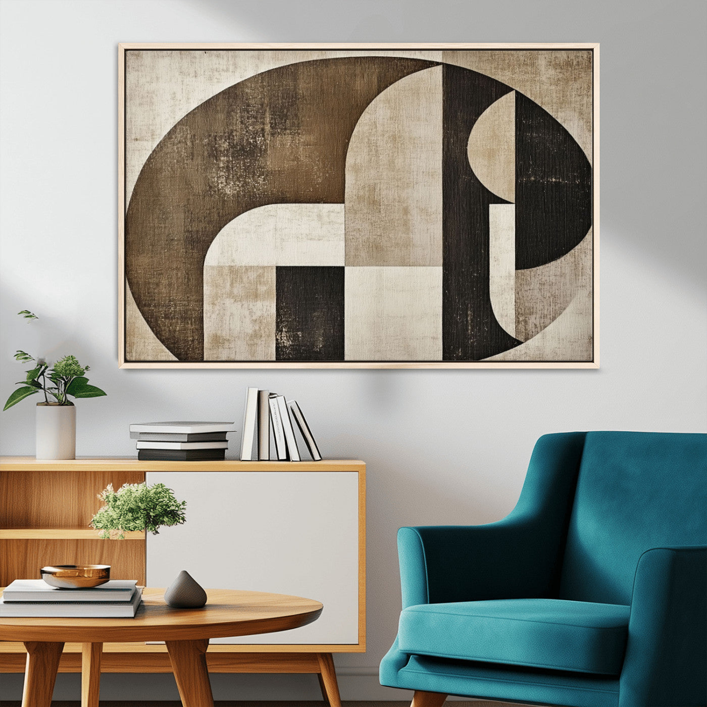 44796-MGV-CV-36X24-Wabi Sabi Abstract Wall Art | Geometric Modern Minimalist Canvas Print with Neutral Mid Century Art