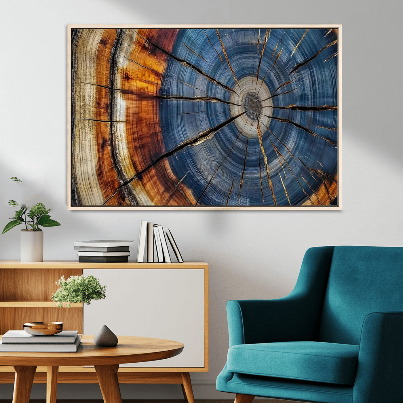 10583-MGV-CV-36X24-Abstract Tree Rings Canvas Wall Art - Wood Grain Canvas Print - Nature-Inspired Modern Wood Grain