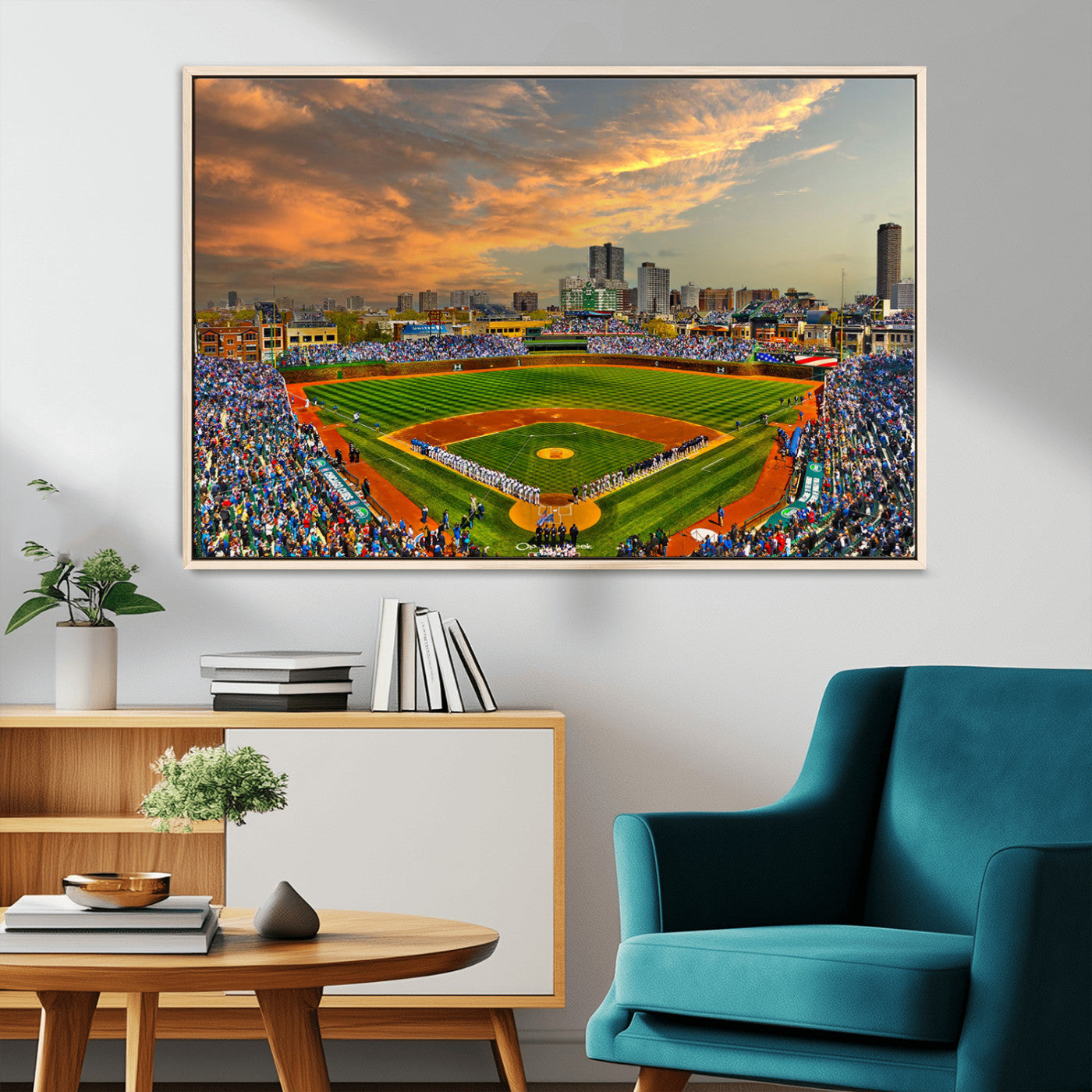 45635-MGV-CV-36X24-Chicago Wrigley Field Canvas Wall Art - Iconic Baseball Stadium Art Print - Wrigley Field Chicago