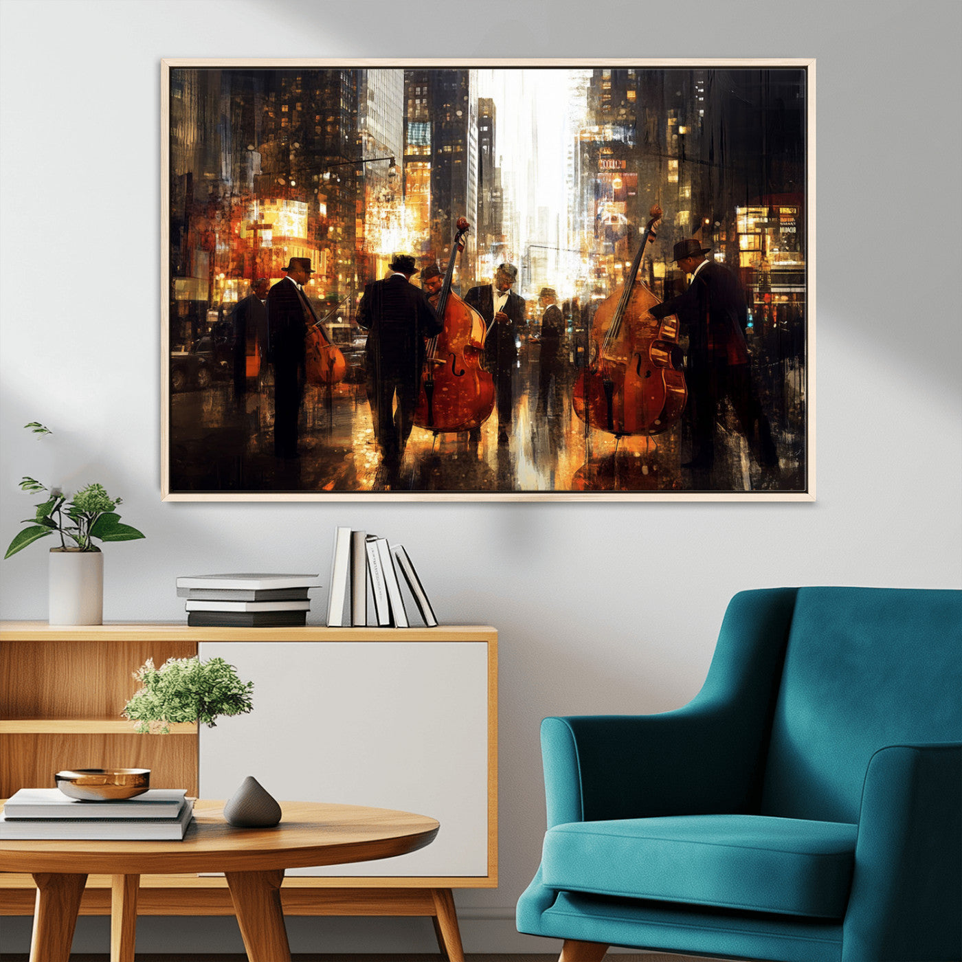 -Abstract Jazz Art Wall Art Canvas Print - Framed Abstract Music Canvas - Colorful Instrument Poster